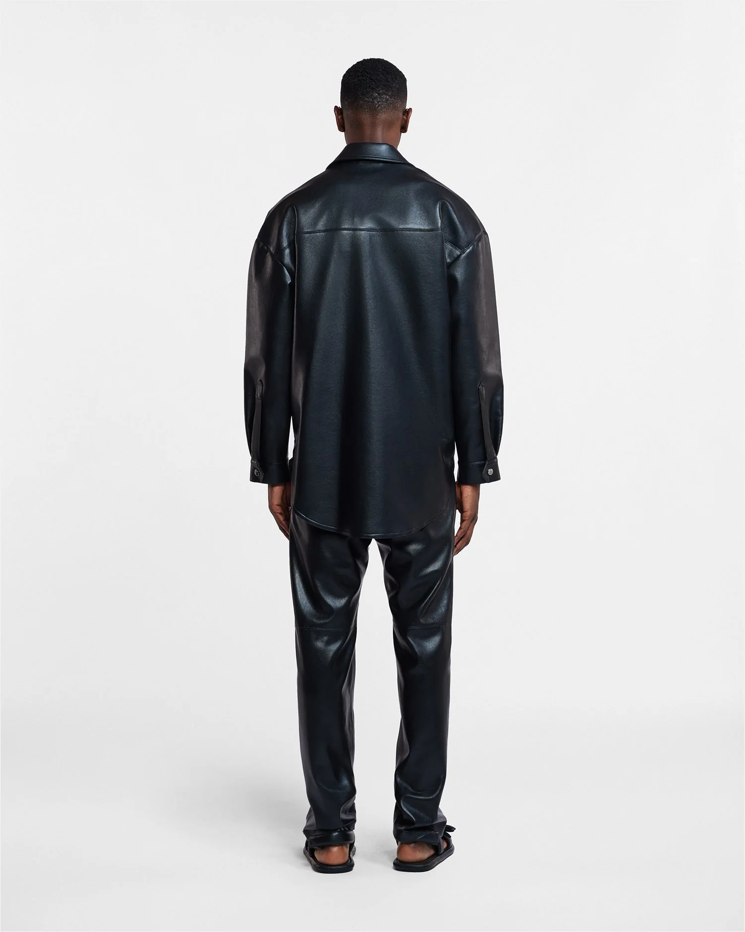 Martin - Regenerated leather overshirt - Black - Image 5