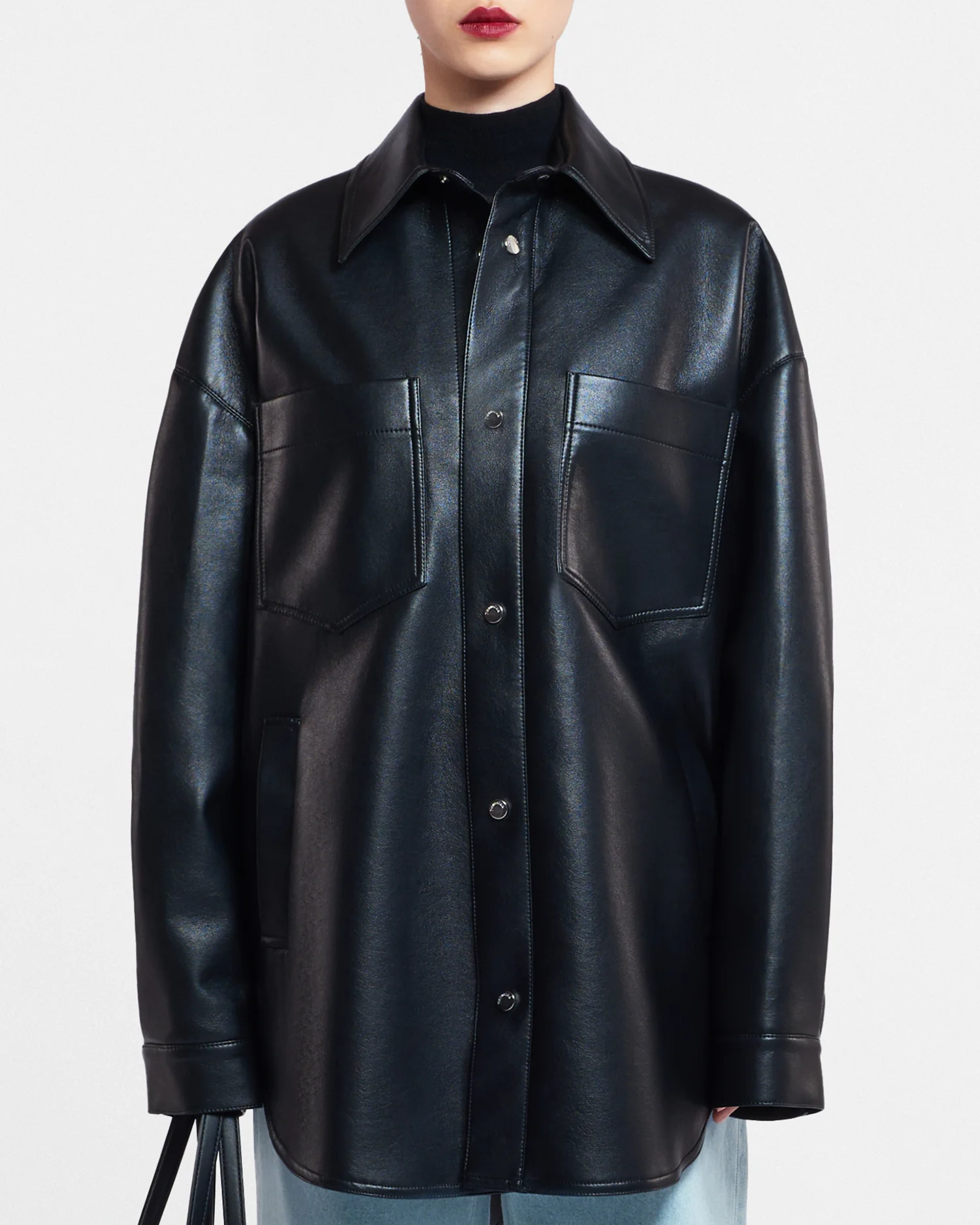 Martin - Regenerated leather overshirt - Black - Image 6