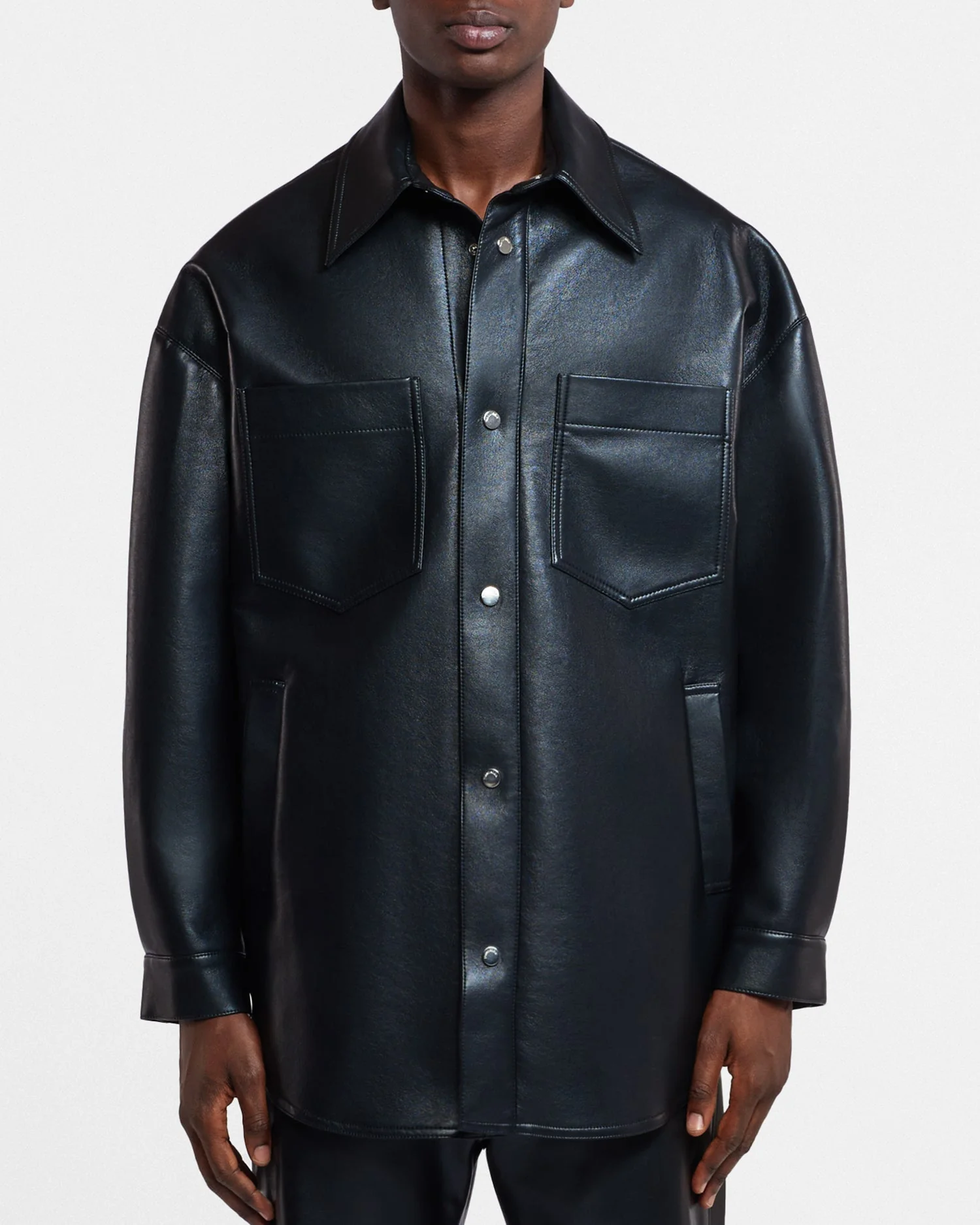Martin - Regenerated leather overshirt - Black - Image 7