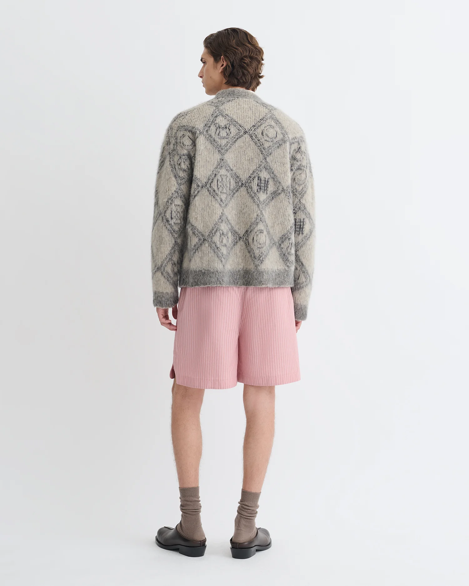 Henri - Brushed alpaca cardigan - Symbol Tile Oat - Image 4