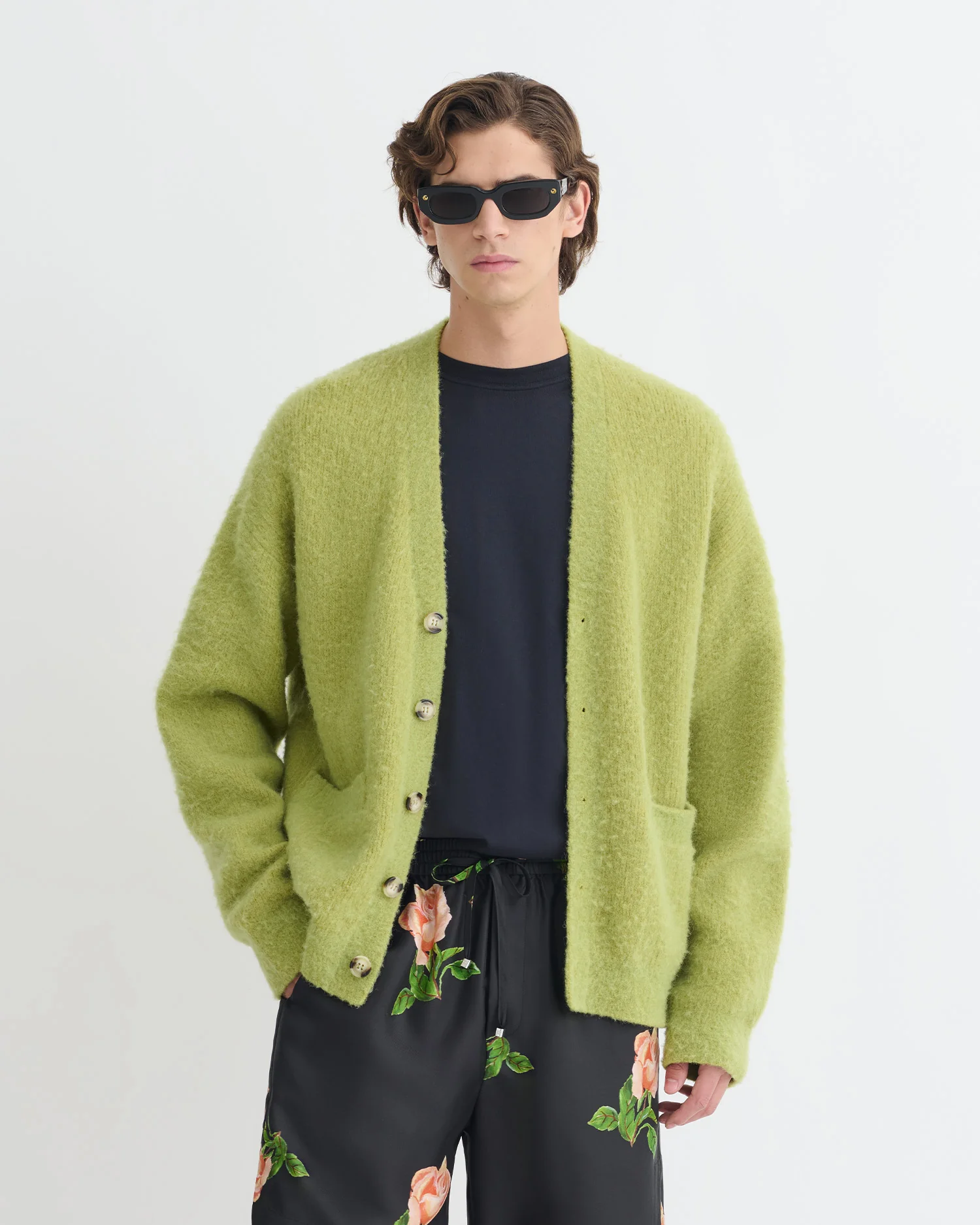 Henri - Brushed alpaca cardigan - Green