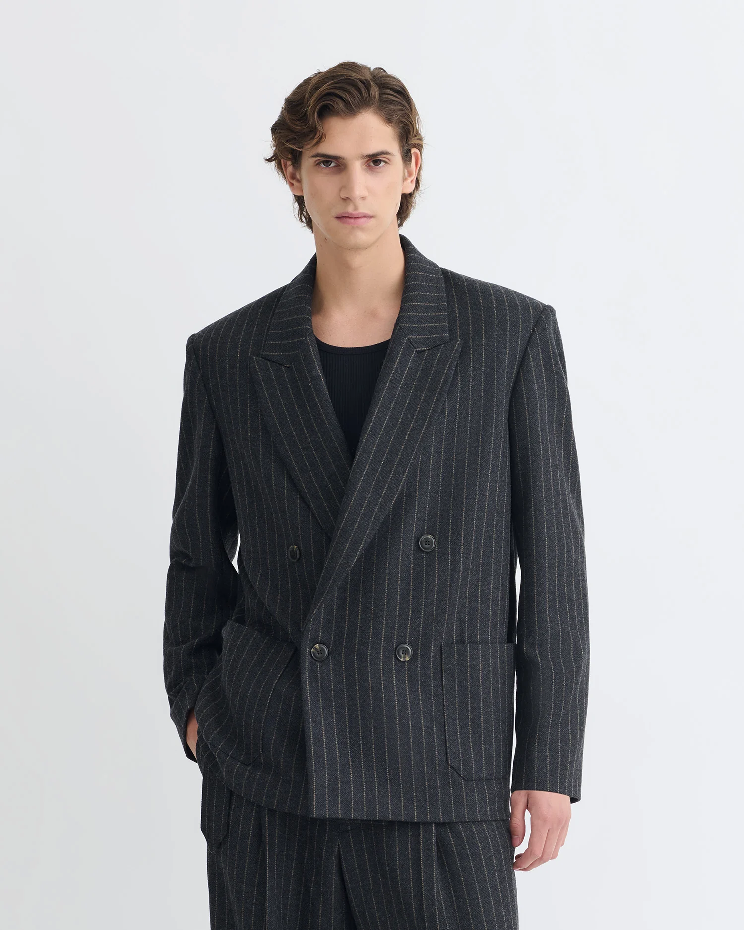 Anselm - Double-breasted blazer - Black/Grey - Image 2