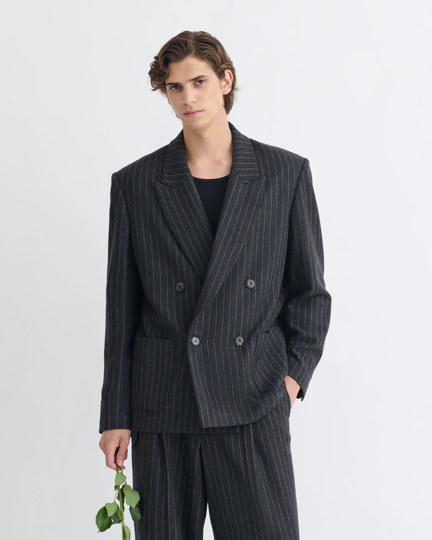 Anselm - Double-breasted blazer - Black/Grey - Image 3