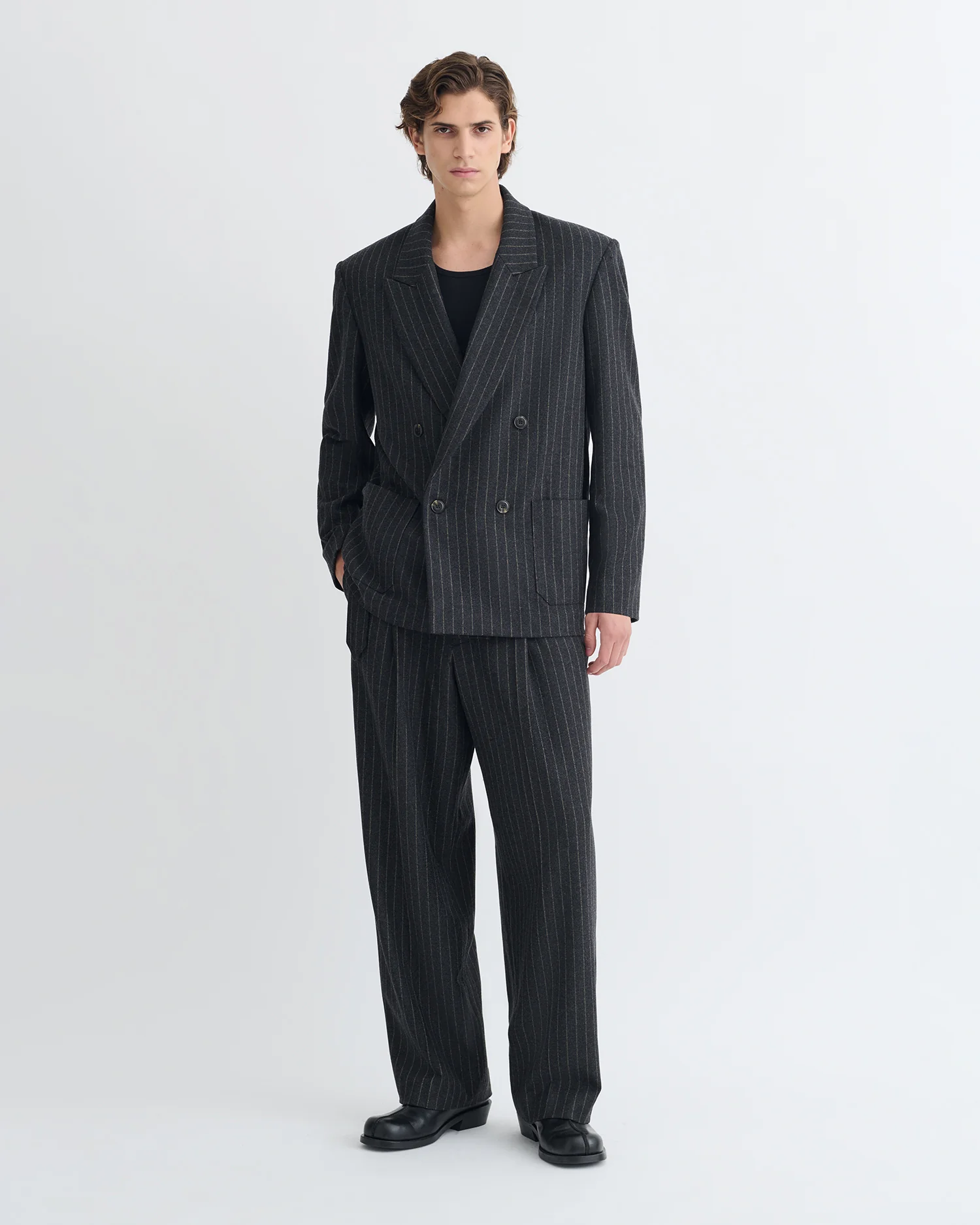 Anselm - Double-breasted blazer - Black/Grey - Image 5