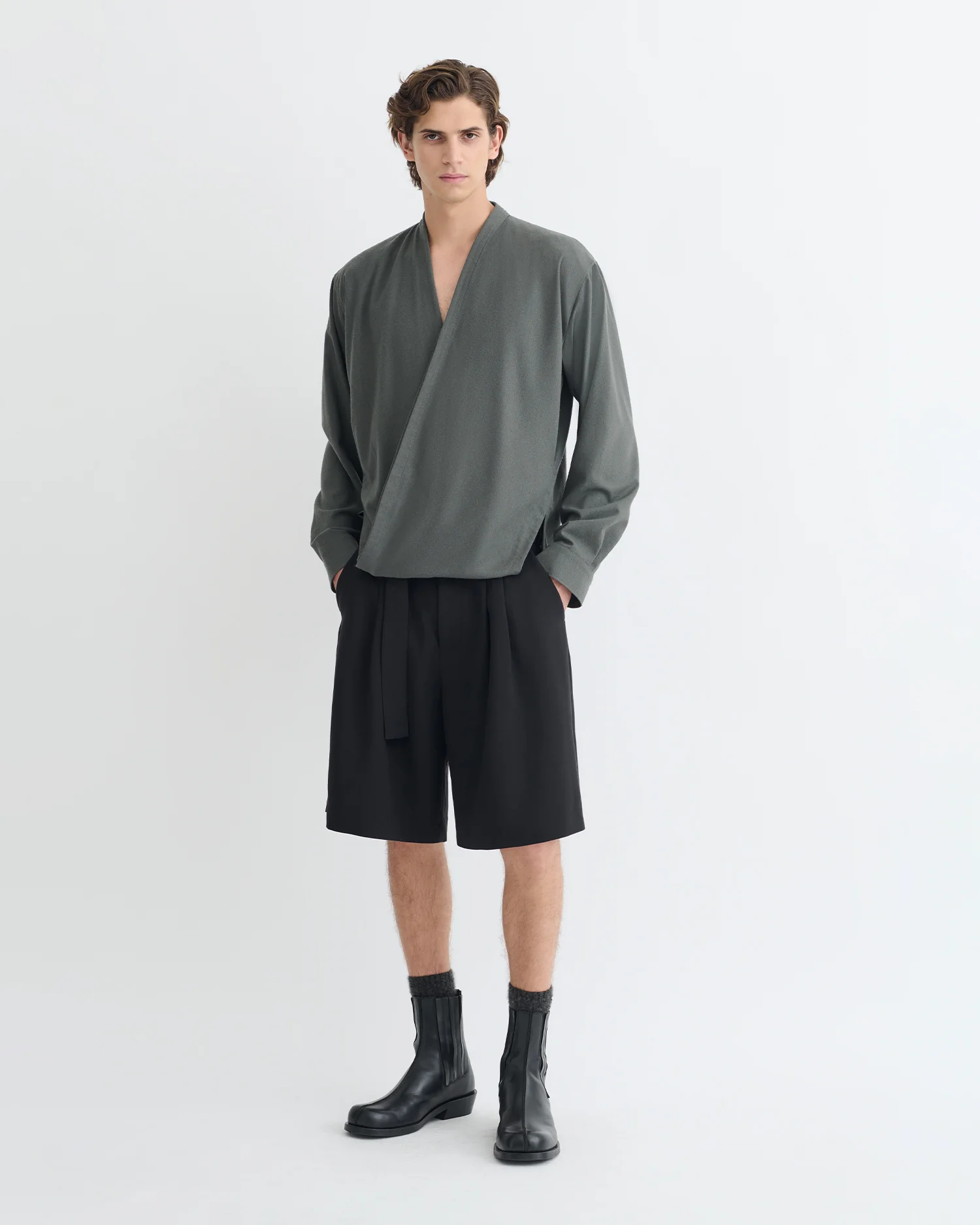 Yorick - Wrap shirt - Dark Grey - Image 3