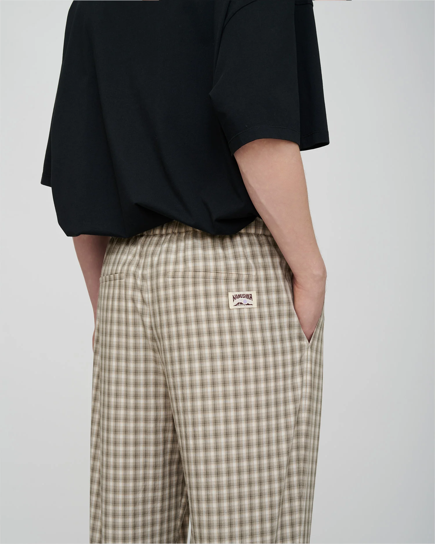 Alwin - Drawstring pants - Creme/Grey - Image 4