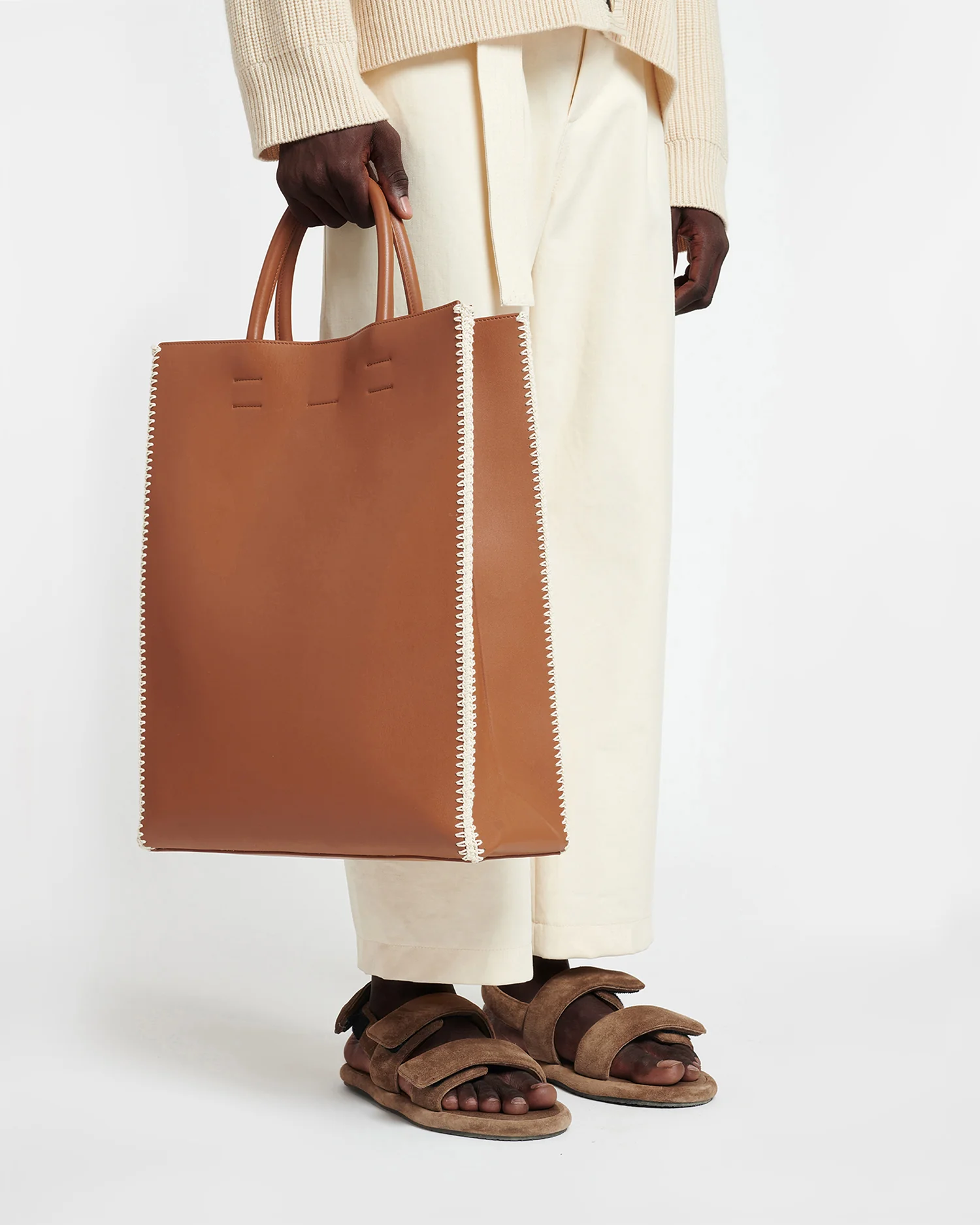The Compass Tote - Crochet tote bag - Tan/Crème - Image 6