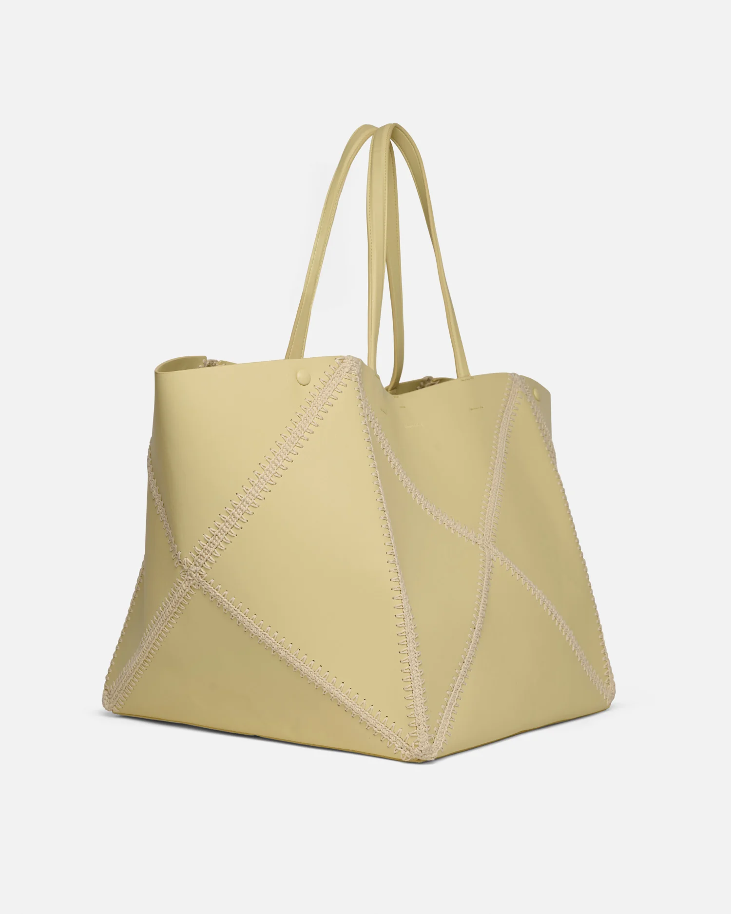 Origami Tote Large - Alt-Nappa crochet tote - Moonbeam/Crème - Image 3