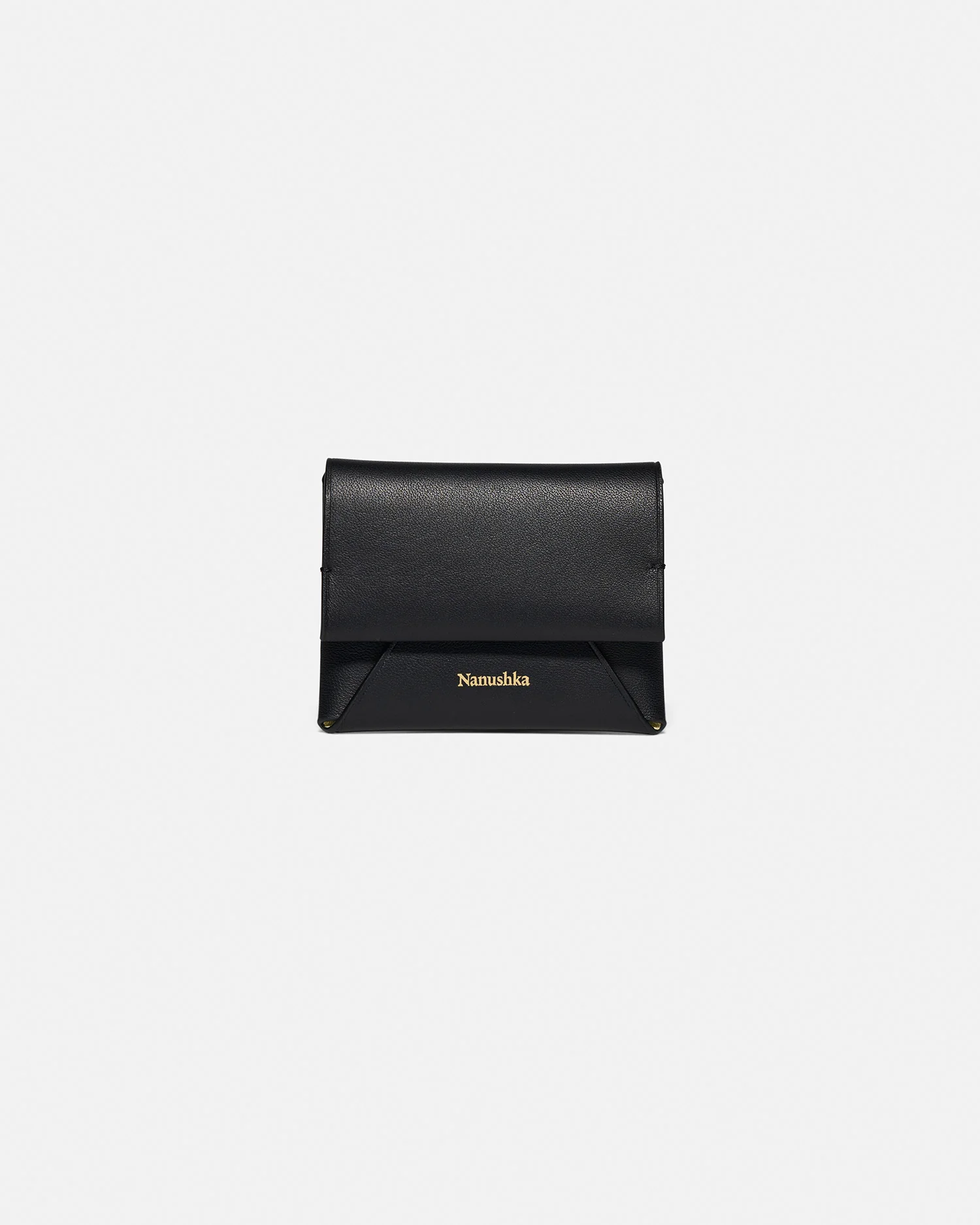 Folded - Leather cardholder - Black/Moonbeam