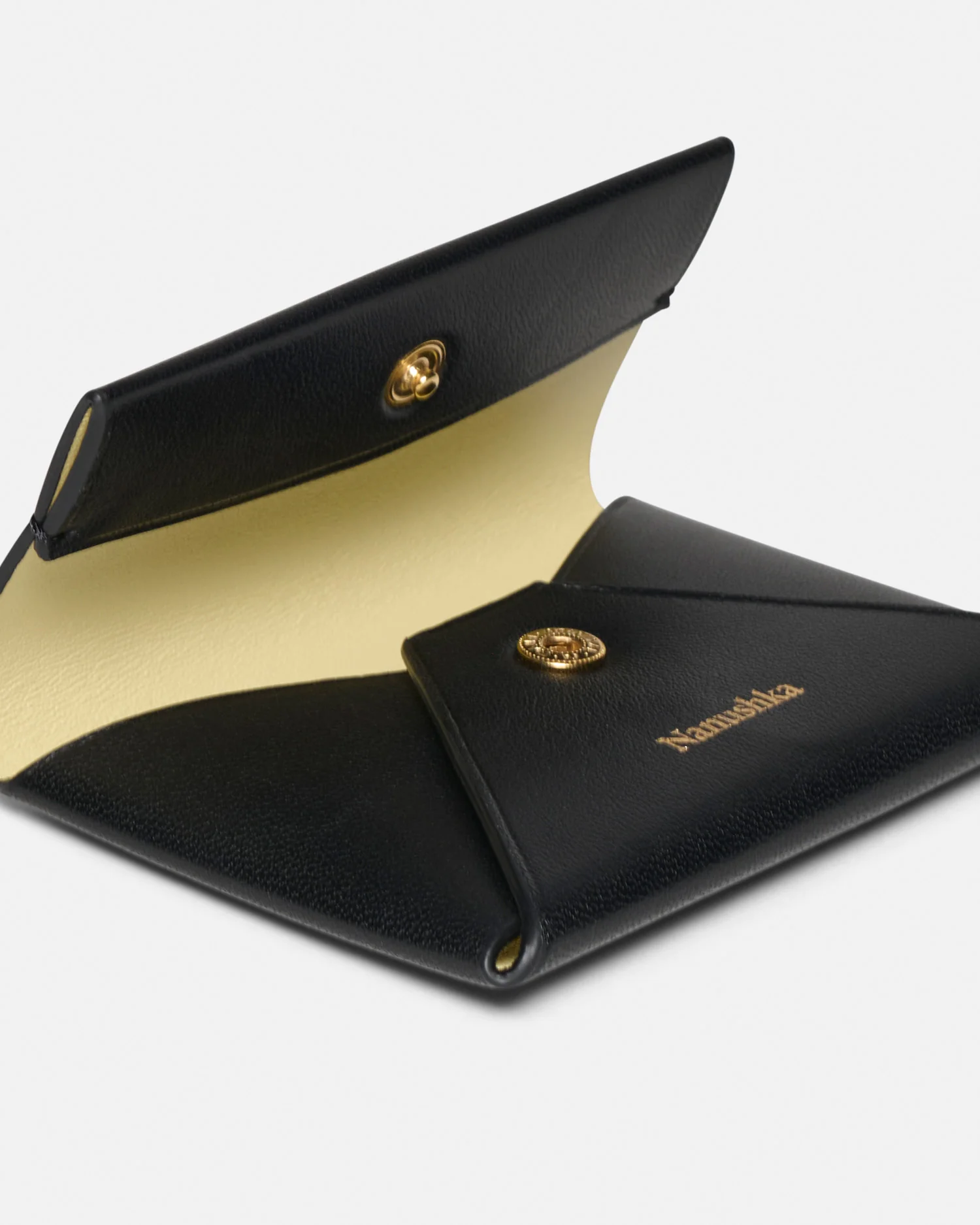 Folded - Leather cardholder - Black/Moonbeam - Image 2