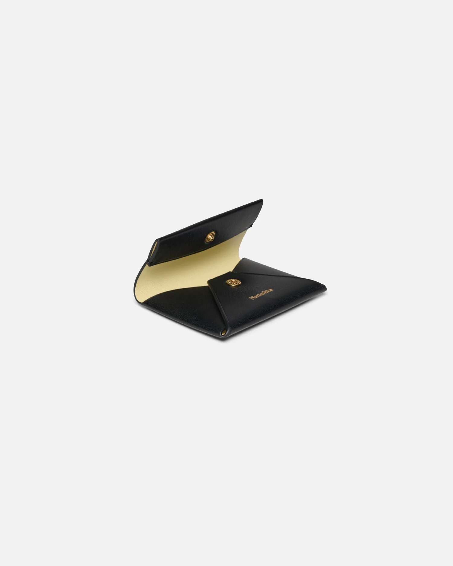 Folded - Leather cardholder - Black/Moonbeam - Image 3