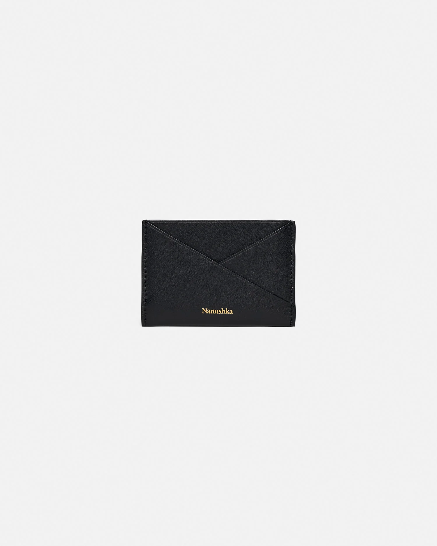 Origami - Leather cardholder - Black/Moonbeam