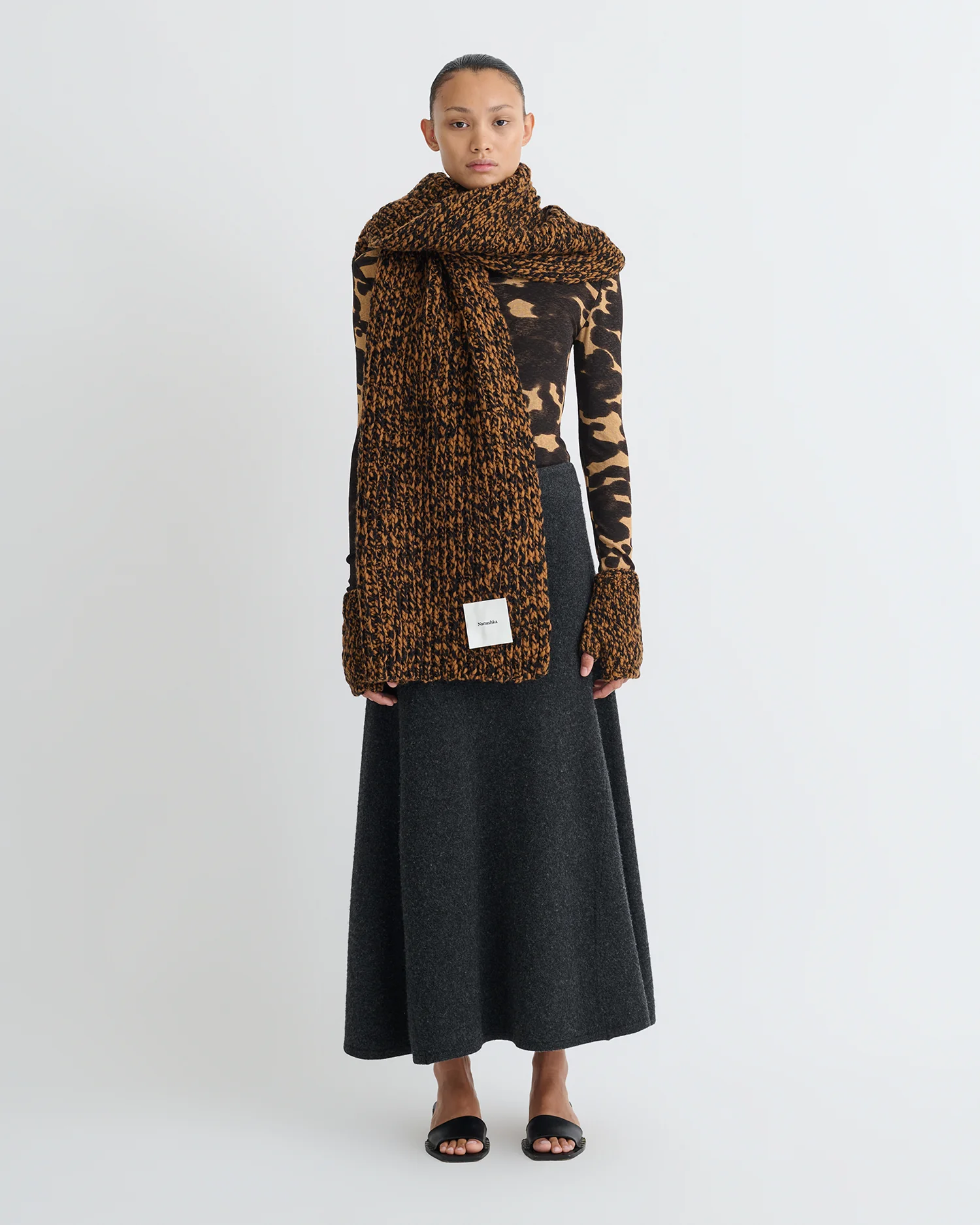 Lance - Wool scarf - Rust/Black - Image 2