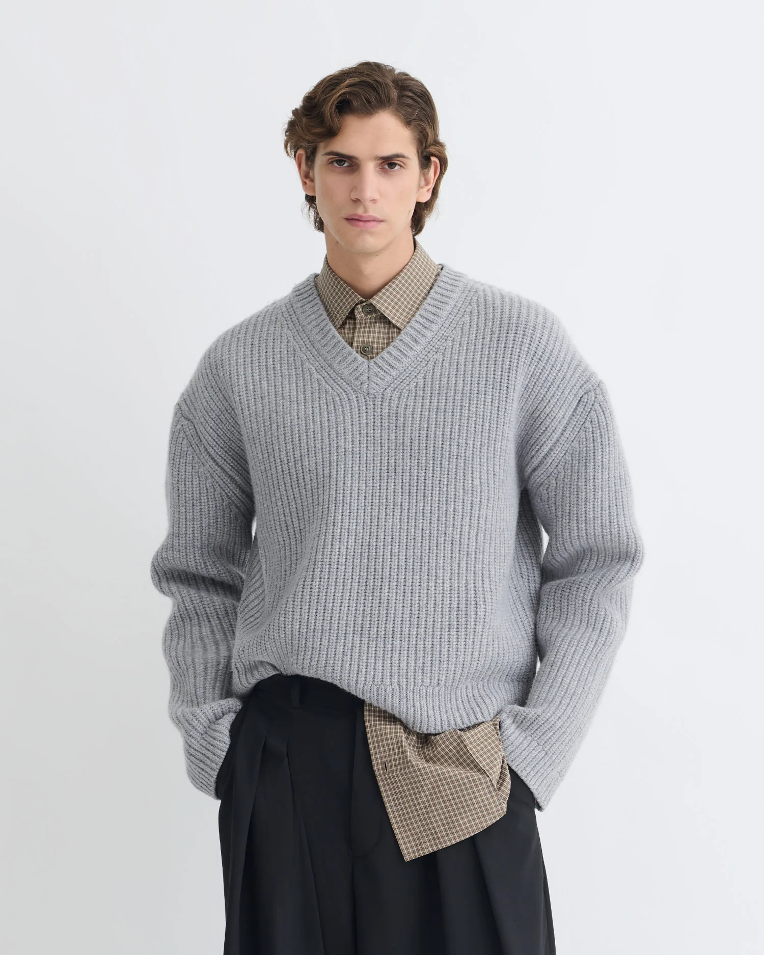 Morcar - Merino and cashmere sweater - Light Grey - Image 3
