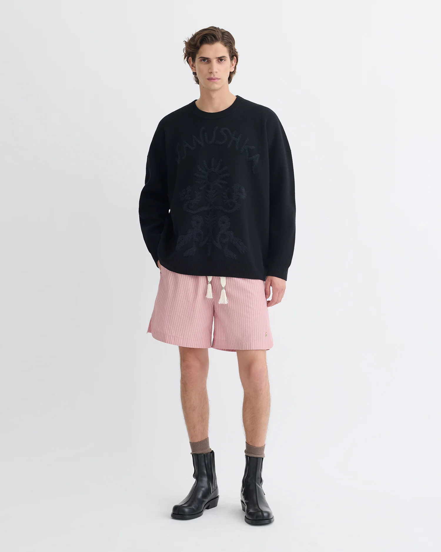 Oswin - Merino sweater - Black/Off Black Papercut - Image 3