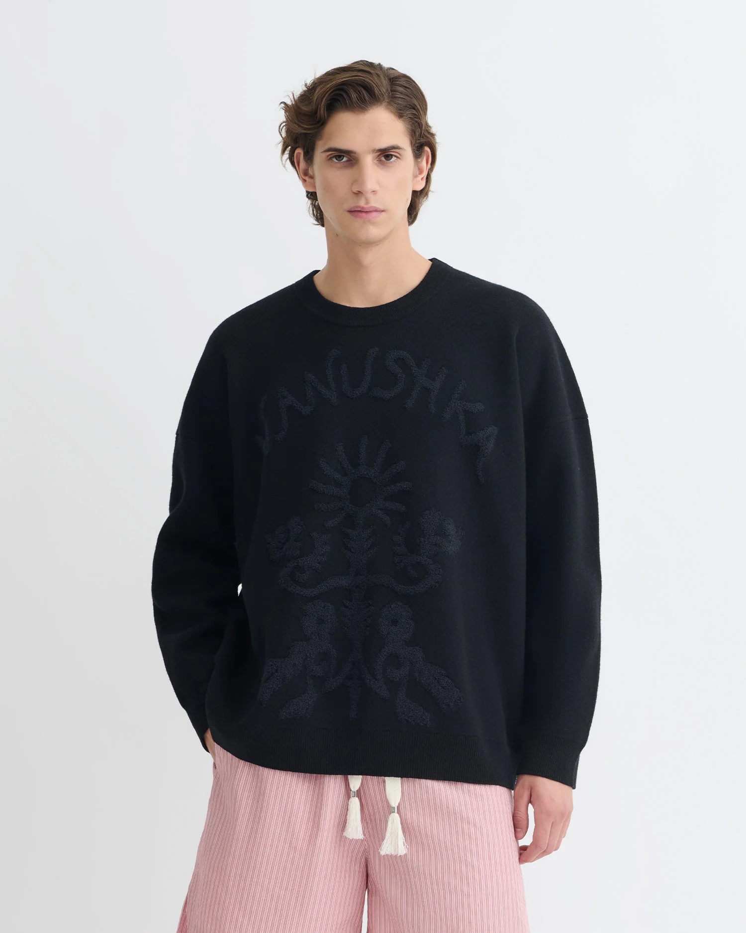 Oswin - Merino sweater - Black/Off Black Papercut - Image 5
