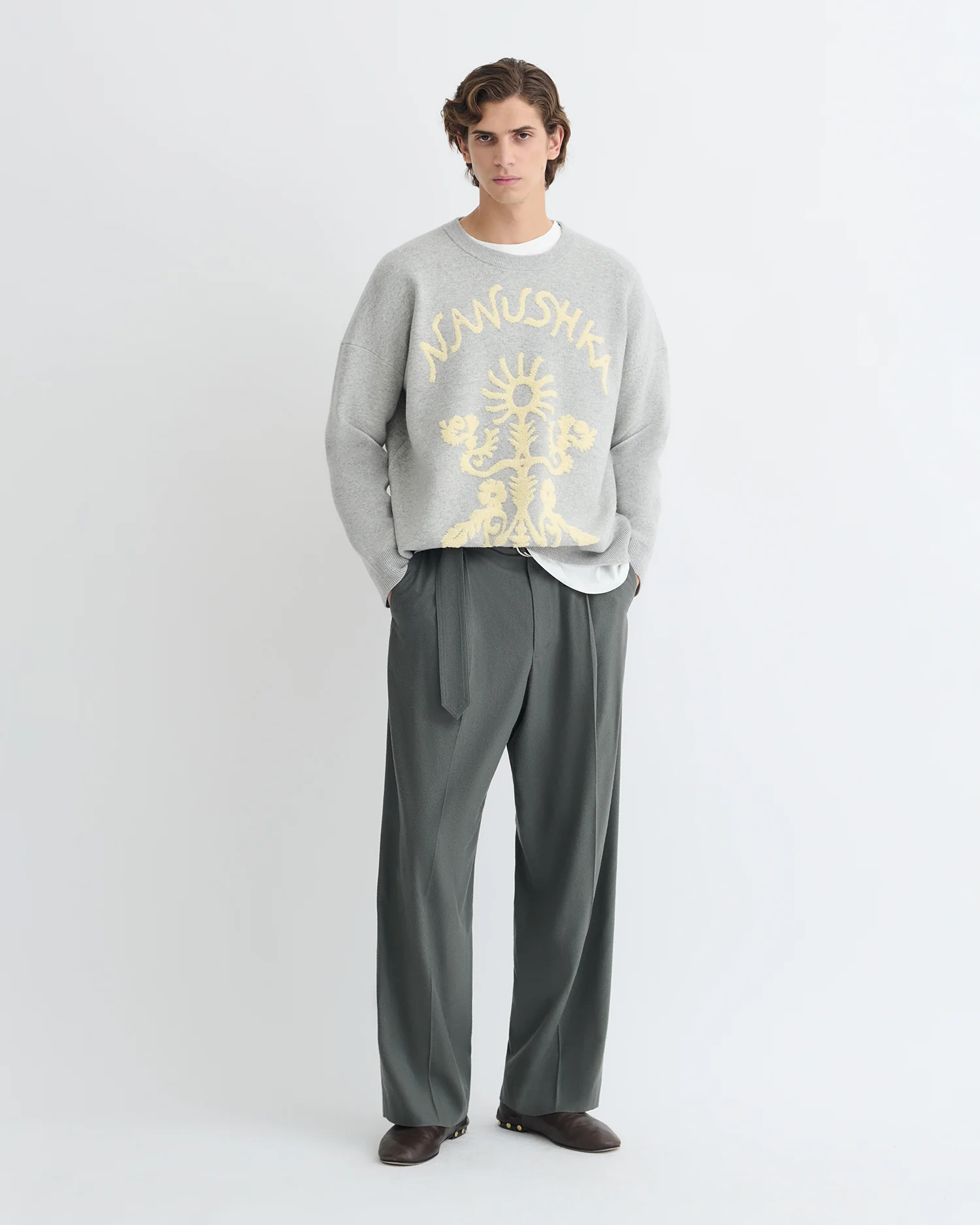 Oswin - Merino sweater - Light Grey/Creme Papercut - Image 3