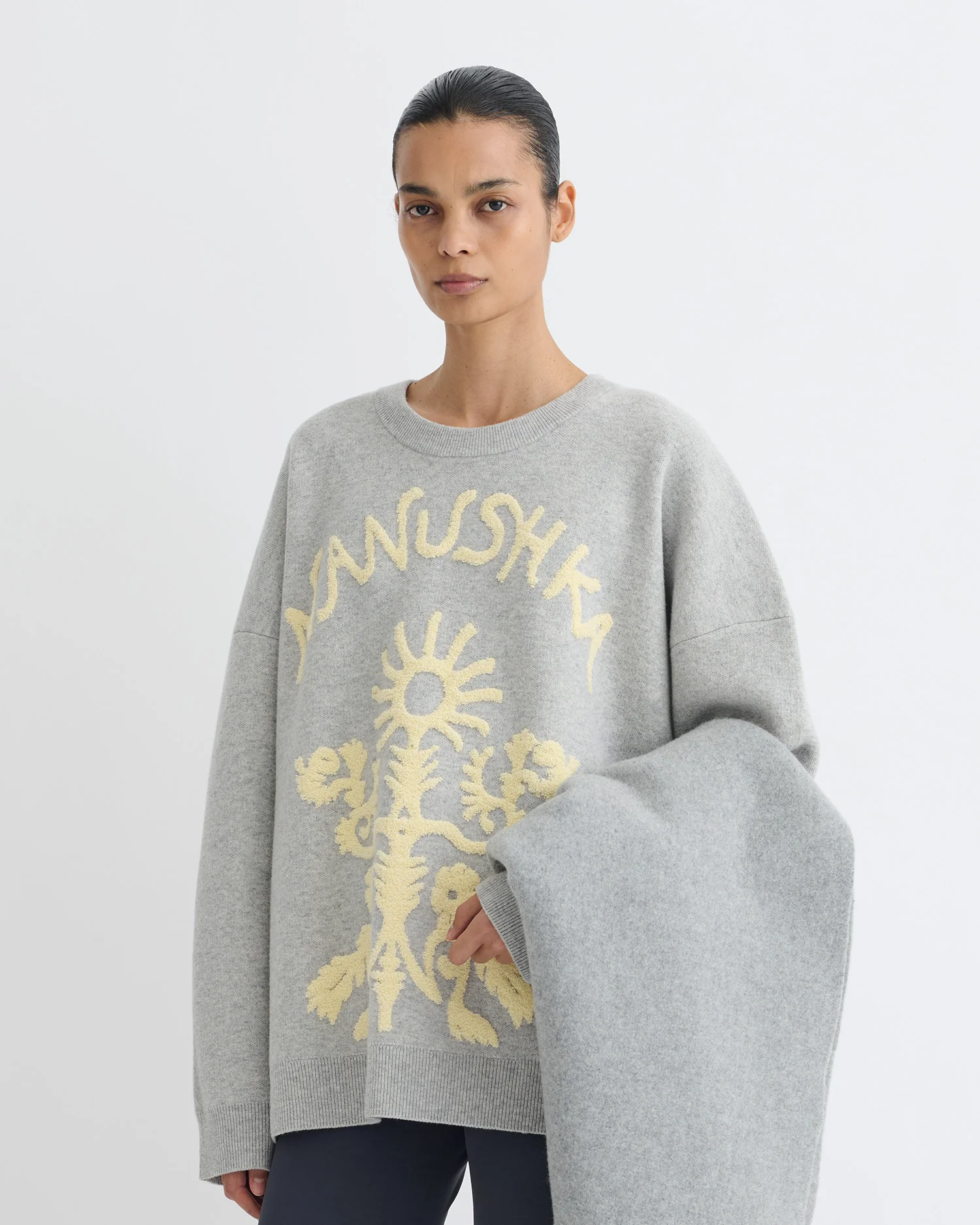 Oswin - Merino sweater - Light Grey/Creme Papercut - Image 4