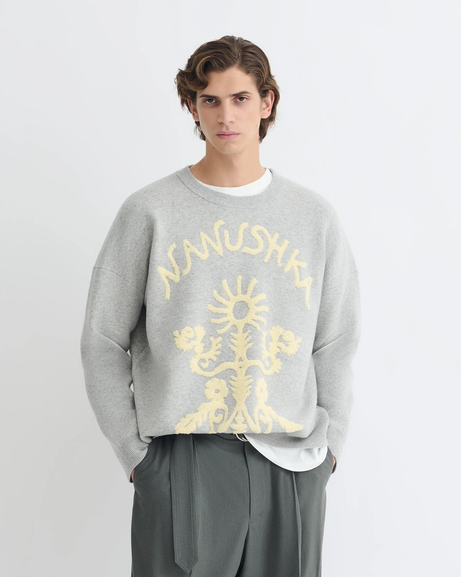 Oswin - Merino sweater - Light Grey/Creme Papercut - Image 5