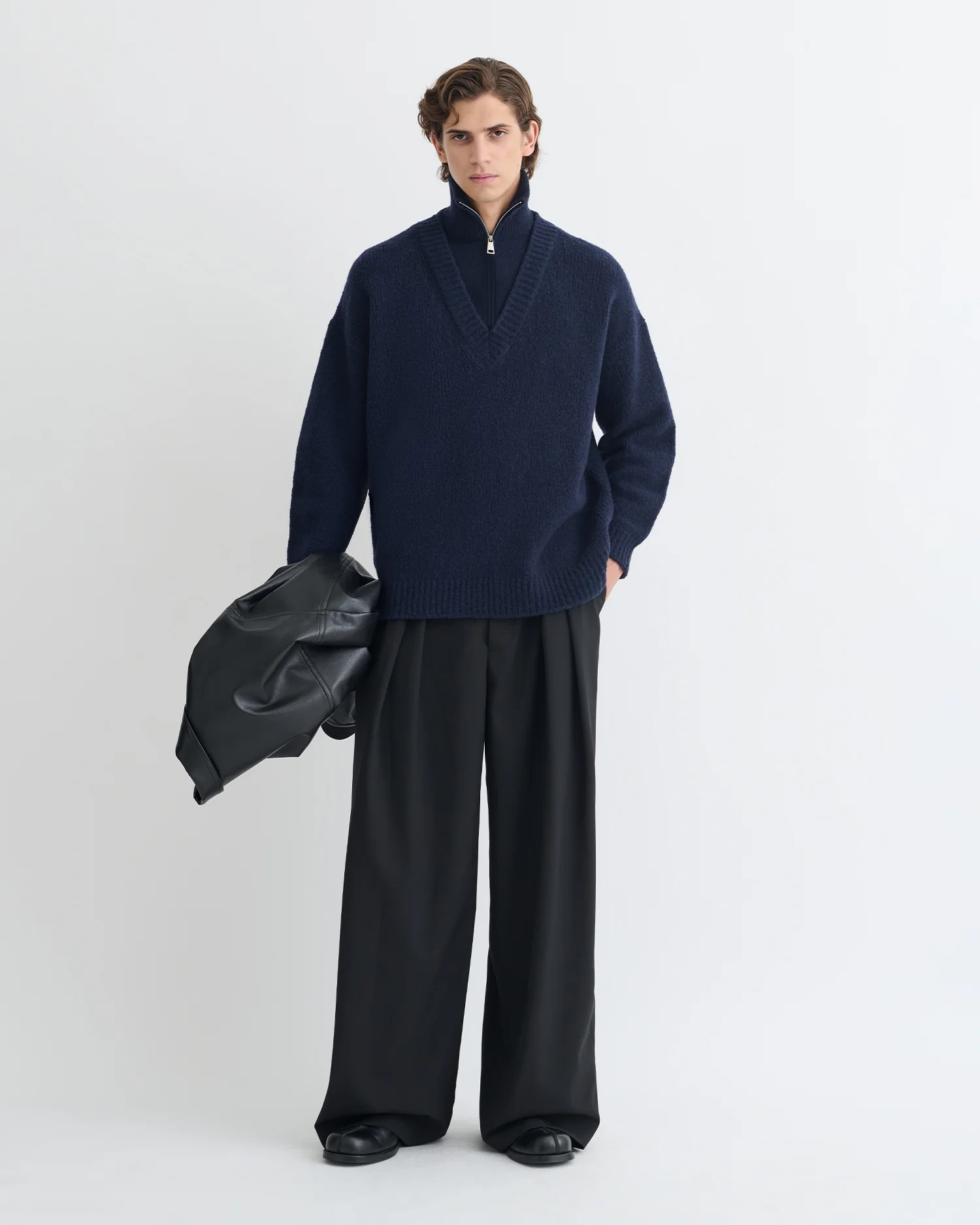 Kylen - Brushed merino sweater - Navy - Image 6