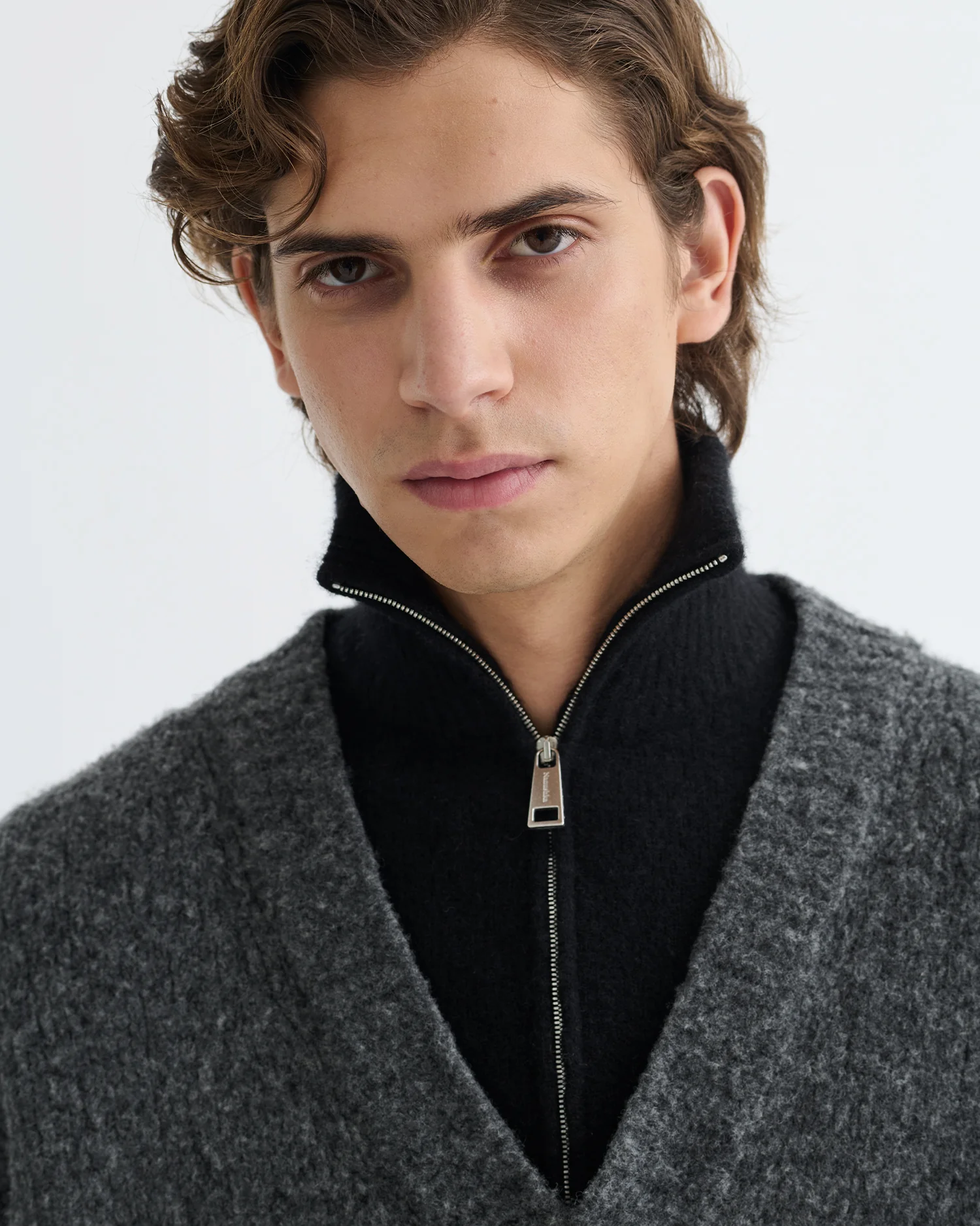 Kylen - Brushed merino sweater - Charcoal/Black - Image 4