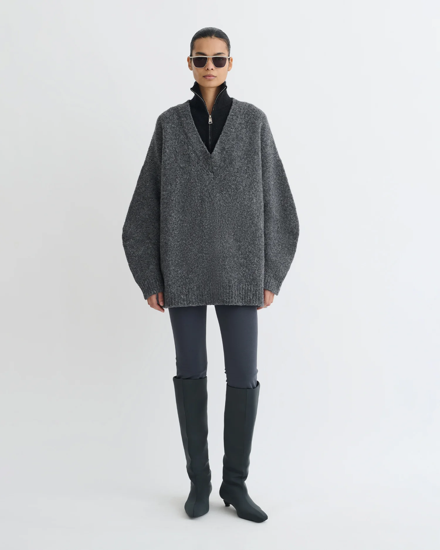 Kylen - Brushed merino sweater - Charcoal/Black - Image 5