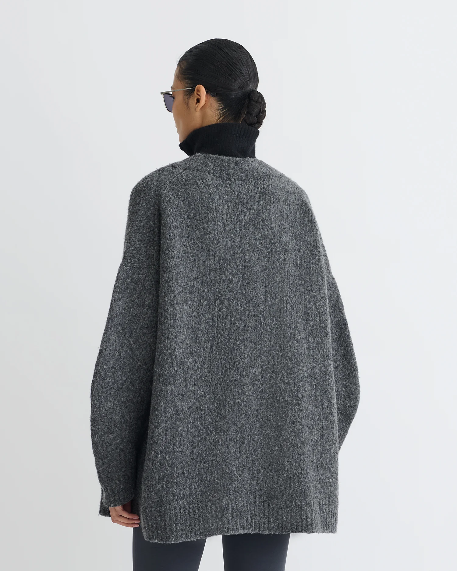 Kylen - Brushed merino sweater - Charcoal/Black - Image 7
