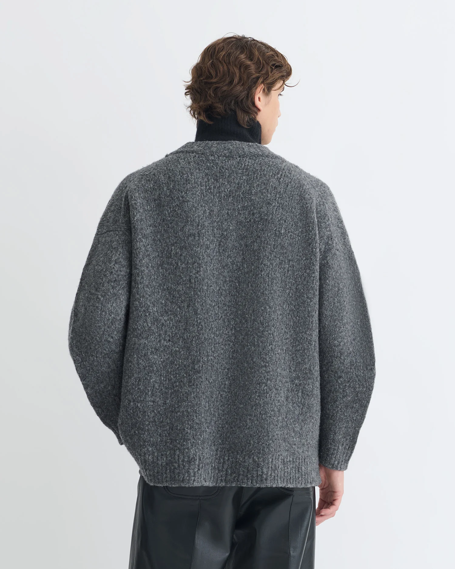 Kylen - Brushed merino sweater - Charcoal/Black - Image 8