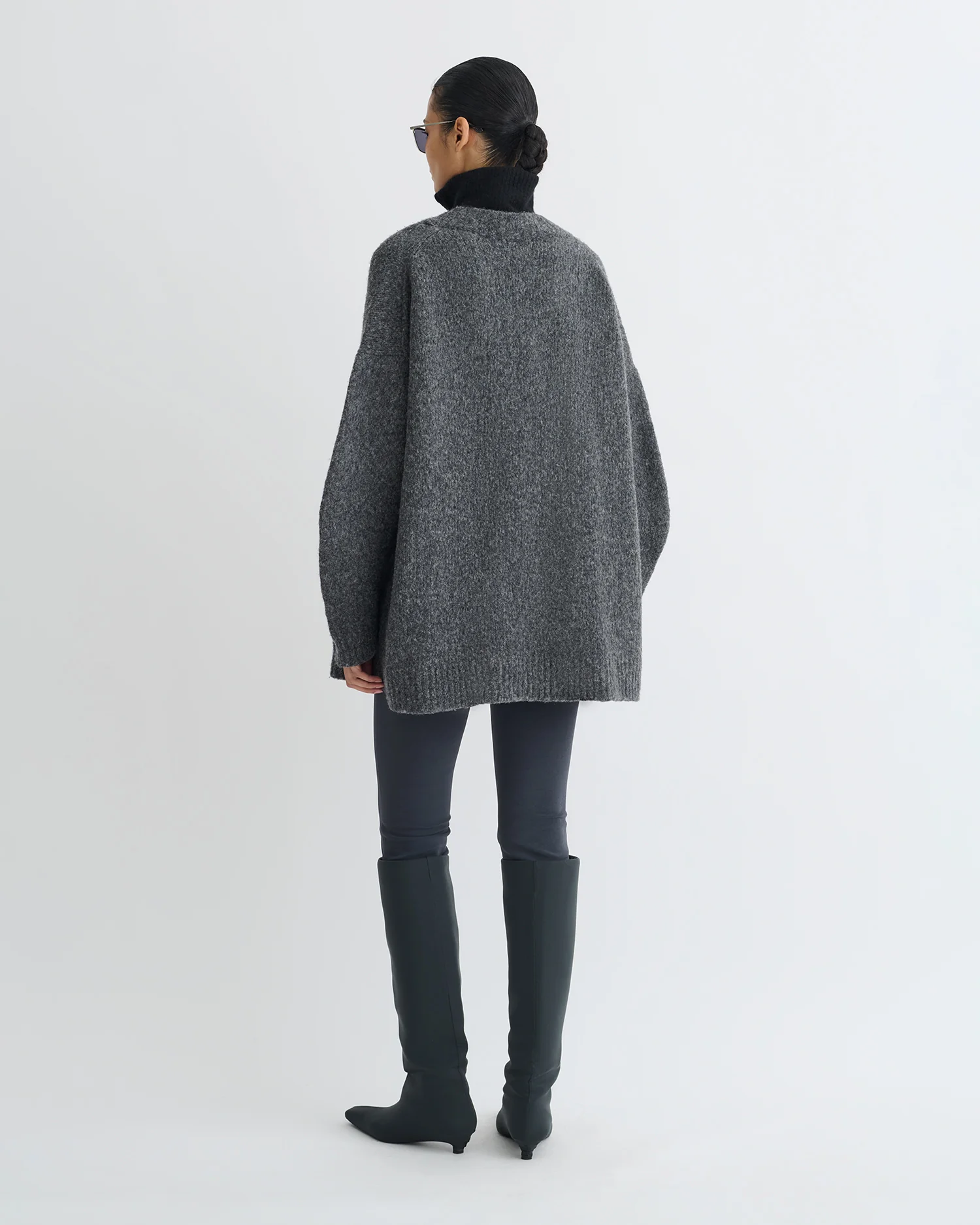 Kylen - Brushed merino sweater - Charcoal/Black - Image 9