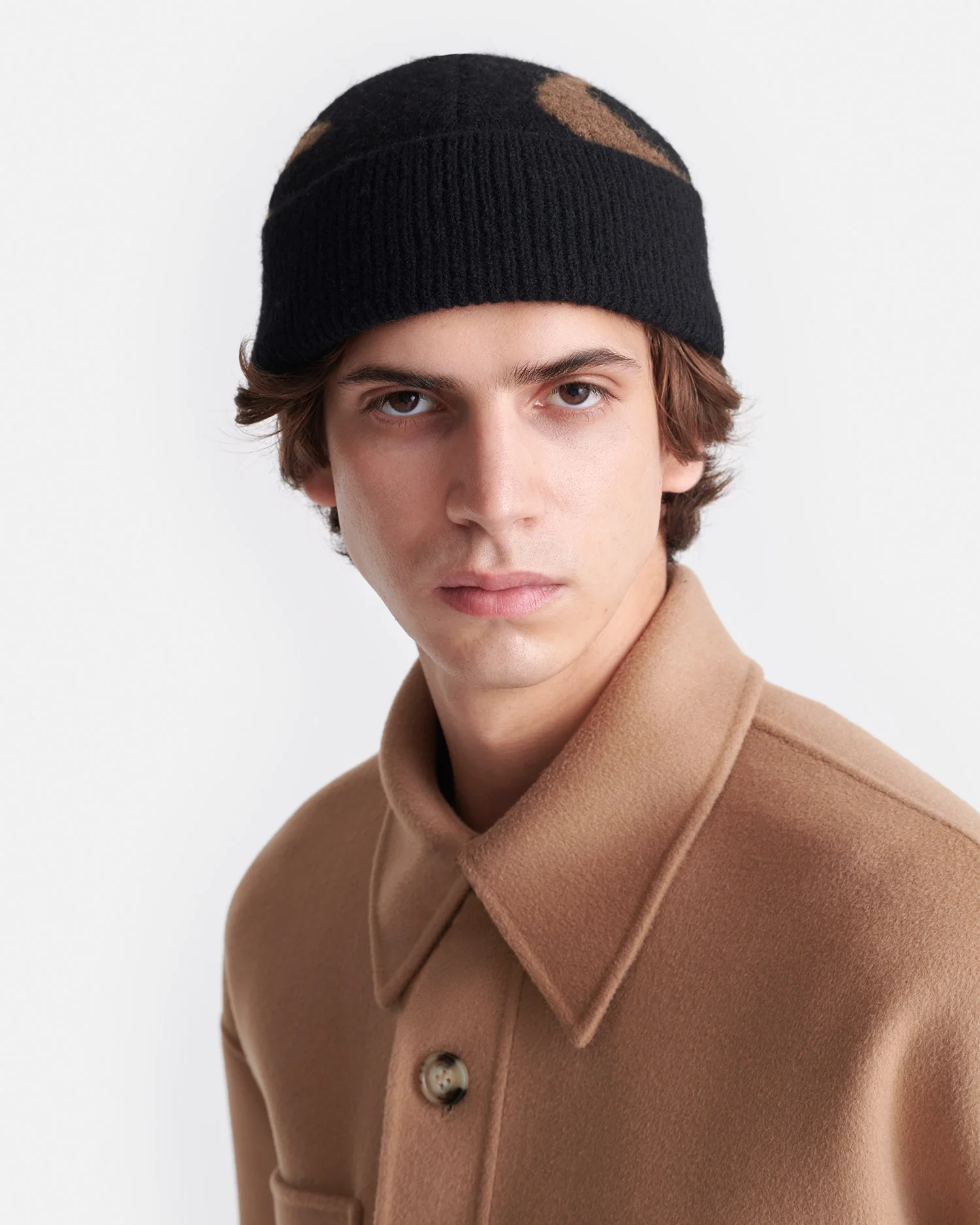 Madis - Brushed alpaca beanie - Black/Brown - Image 3