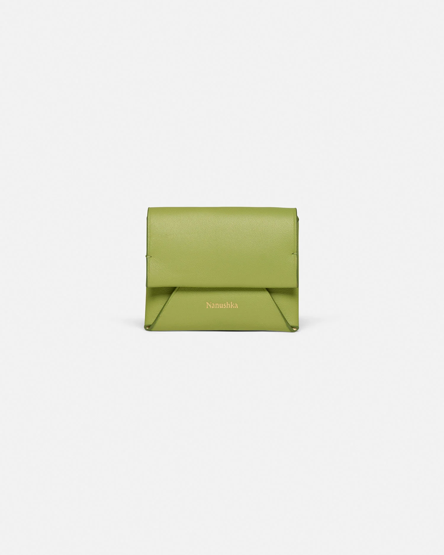 Folded - Leather cardholder - Lime/Moonbeam