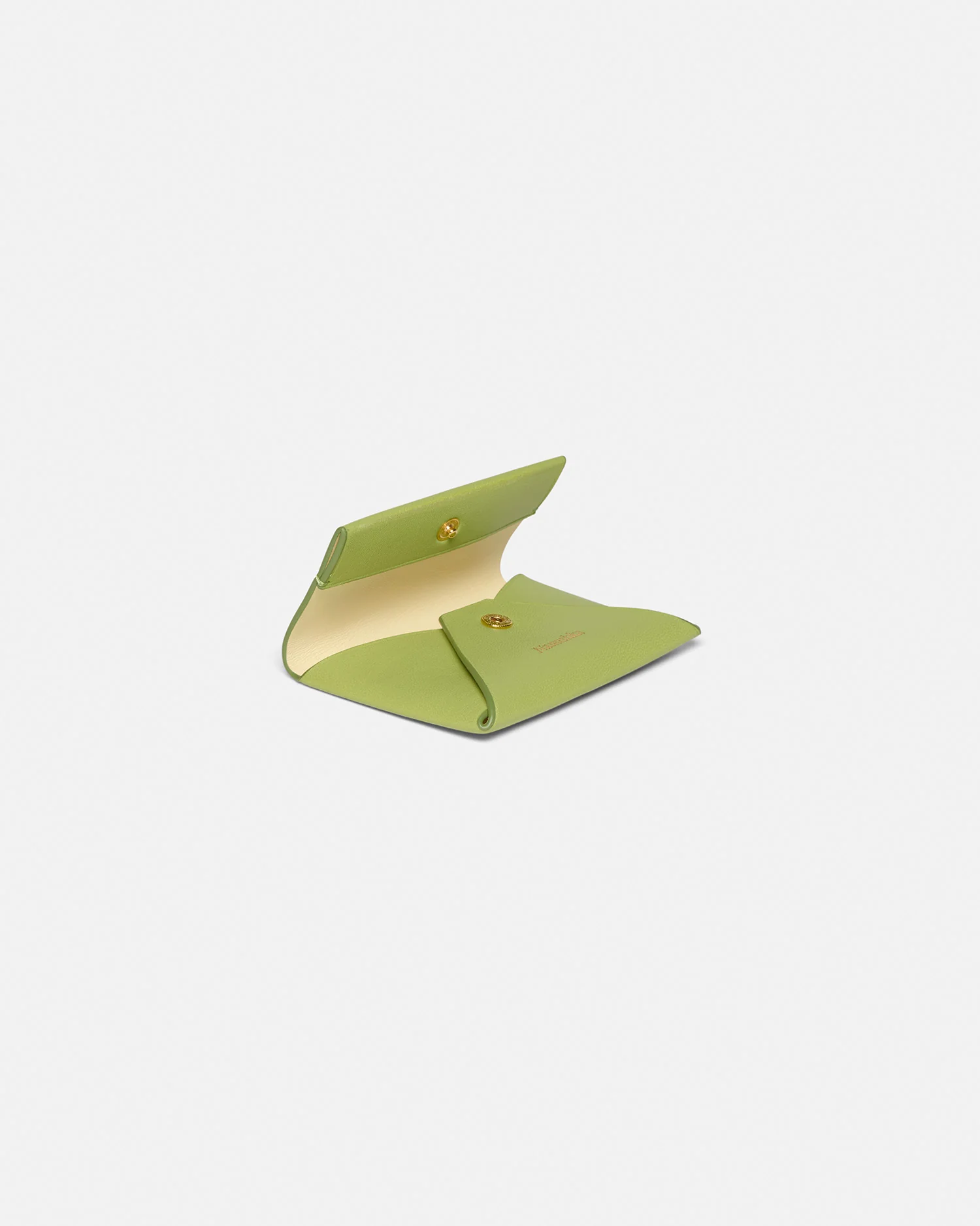 Folded - Leather cardholder - Lime/Moonbeam - Image 3