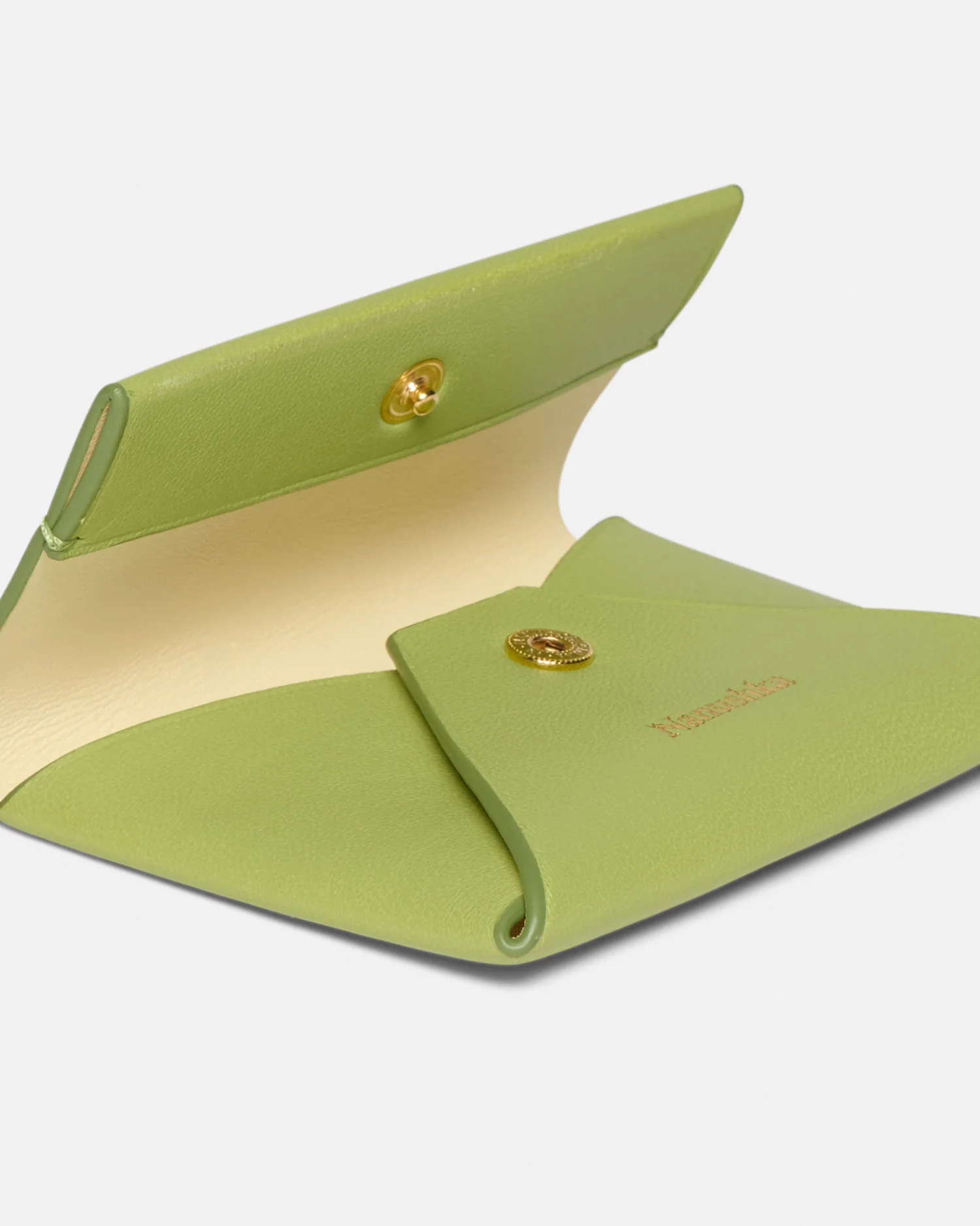 Folded - Leather cardholder - Lime/Moonbeam - Image 4