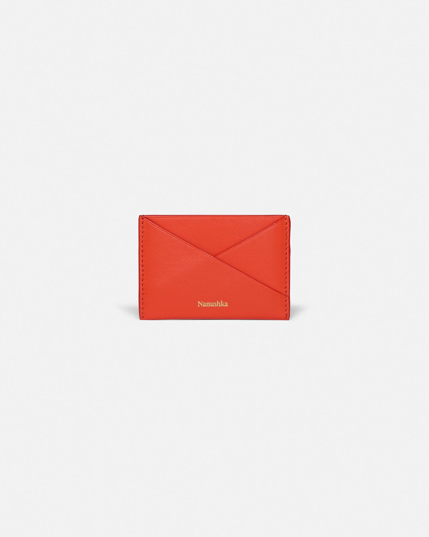 Origami - Leather cardholder - Red/Moonbeam