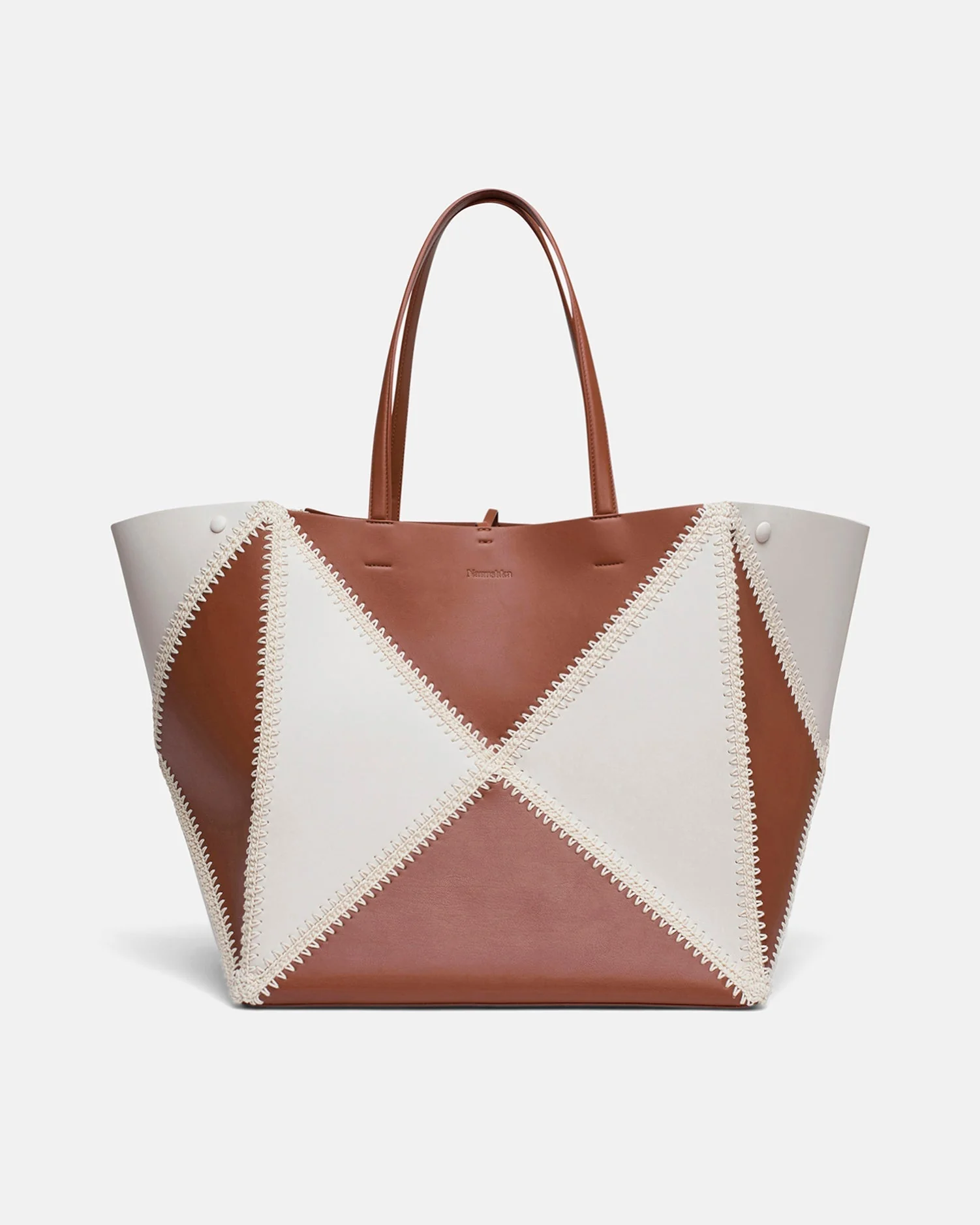 Origami Tote Large - Alt-Nappa crochet tote - Off White/Tan/Crème