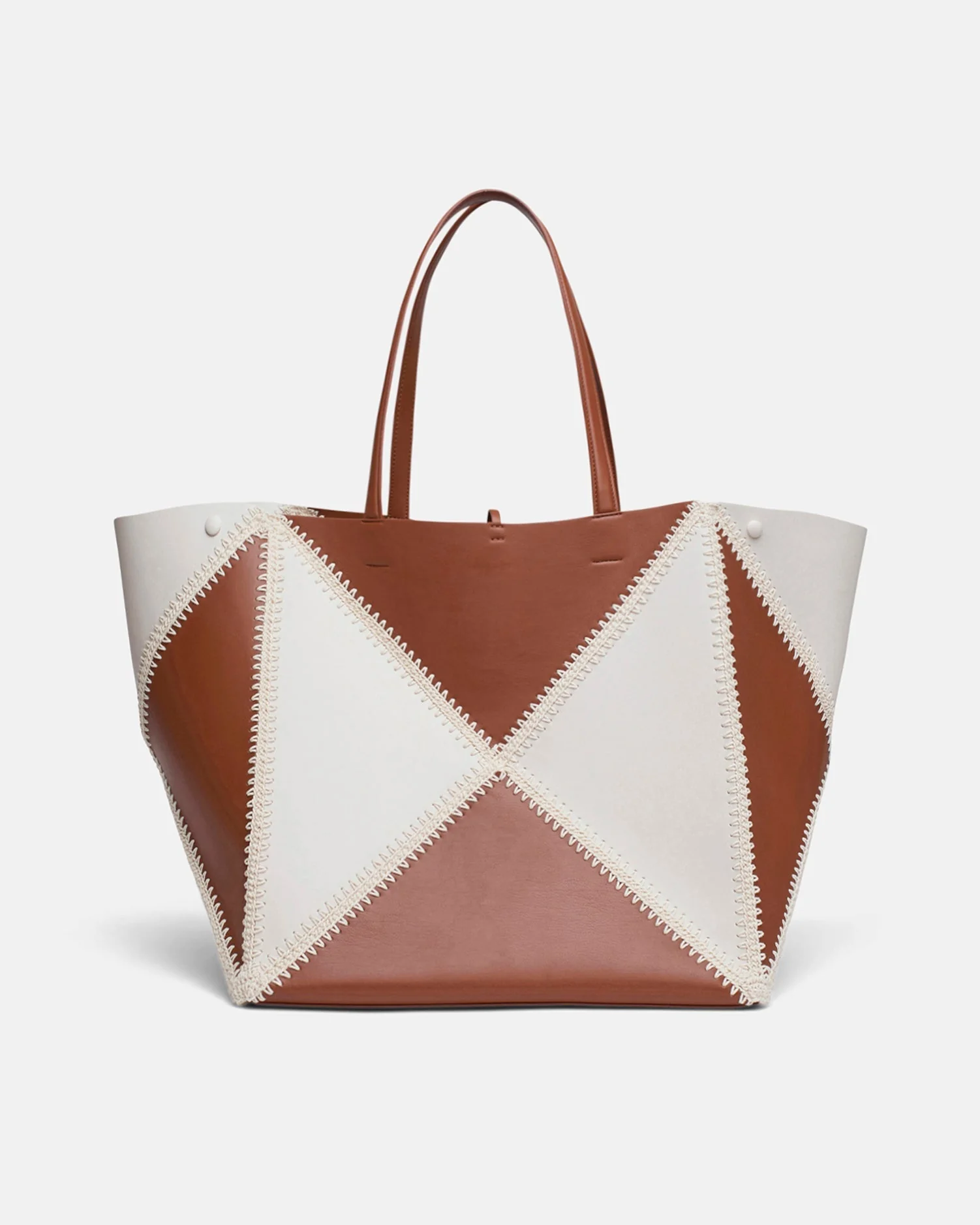 Origami Tote Large - Alt-Nappa crochet tote - Off White/Tan/Crème - Image 2