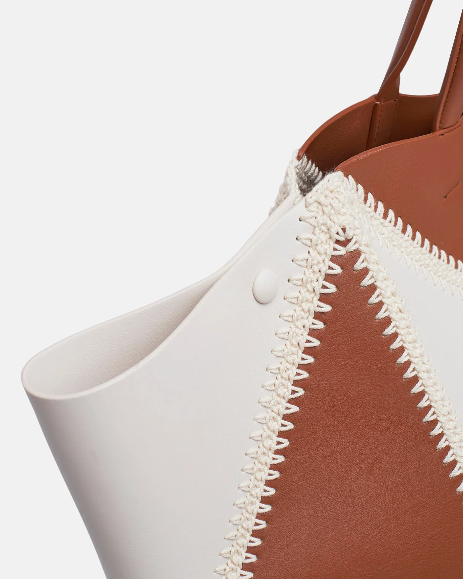 Origami Tote Large - Alt-Nappa crochet tote - Off White/Tan/Crème - Image 6