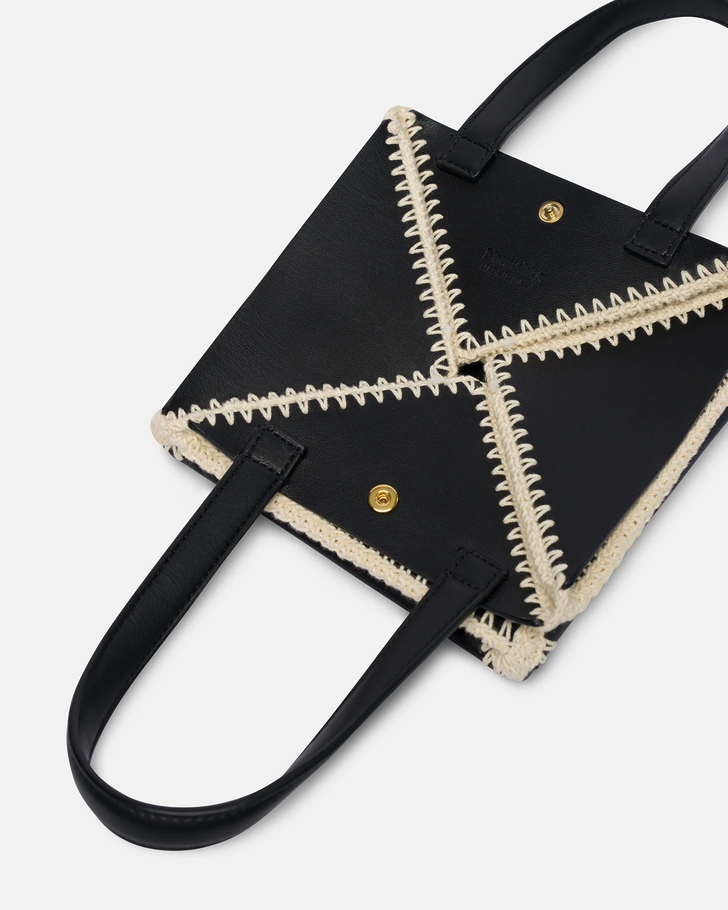 Origami Tote Mini - Alt-Nappa crochet tote - Black/Crème - Image 4