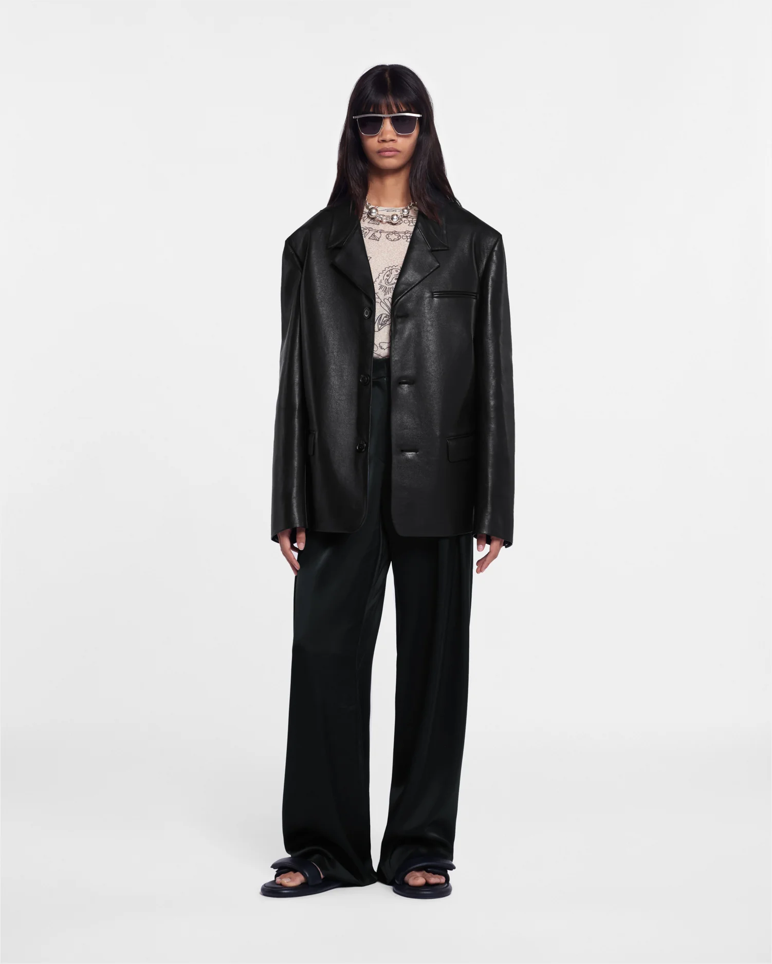 Rox - Regenerated leather blazer - Black