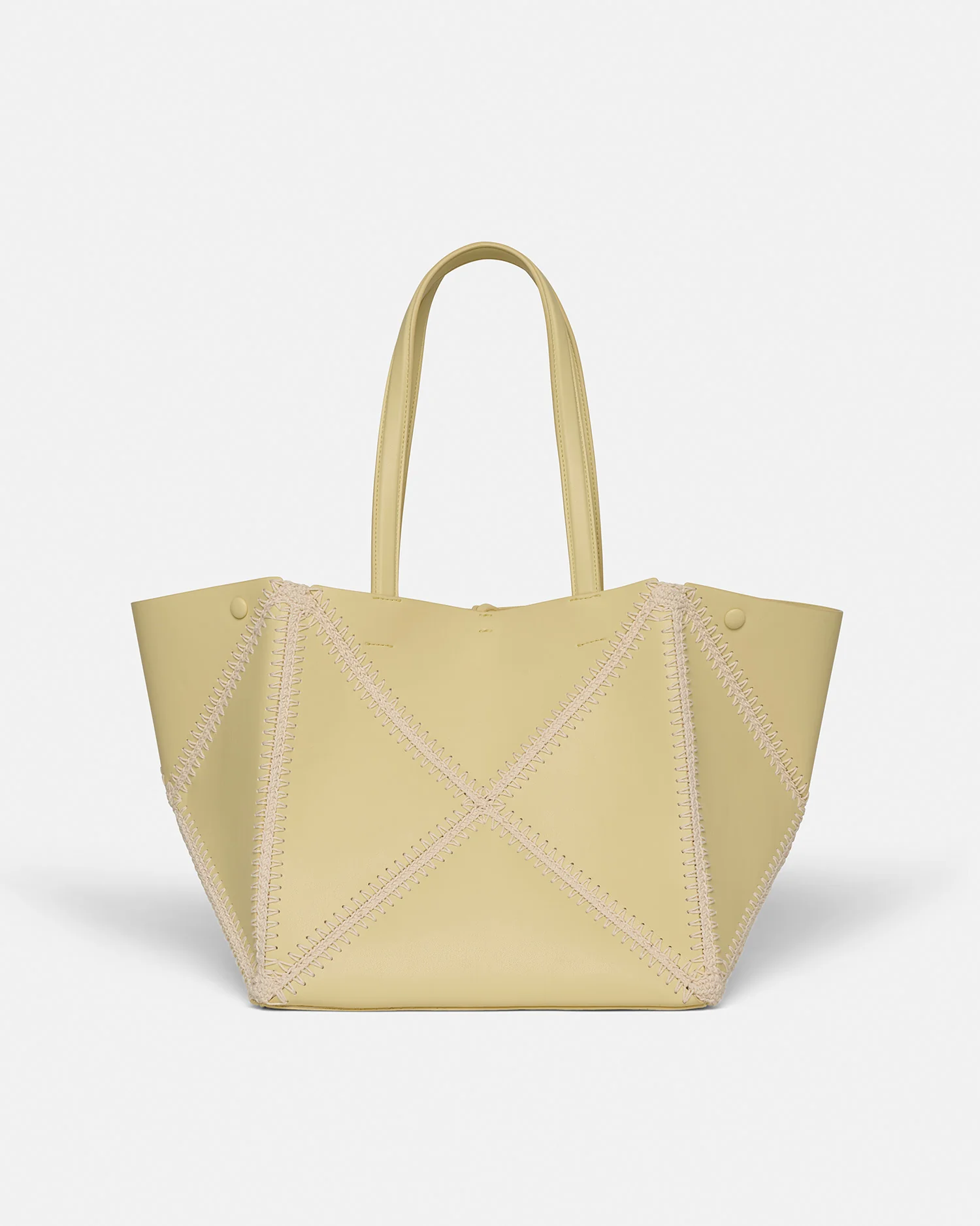 Origami Tote - Alt-Nappa crochet tote - Moonbeam/Crème - Image 2