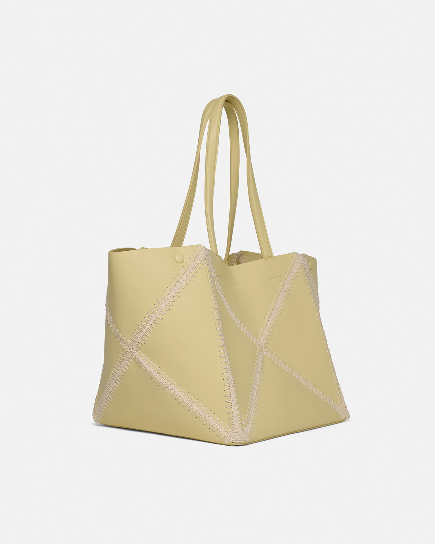 Origami Tote - Alt-Nappa crochet tote - Moonbeam/Crème - Image 3