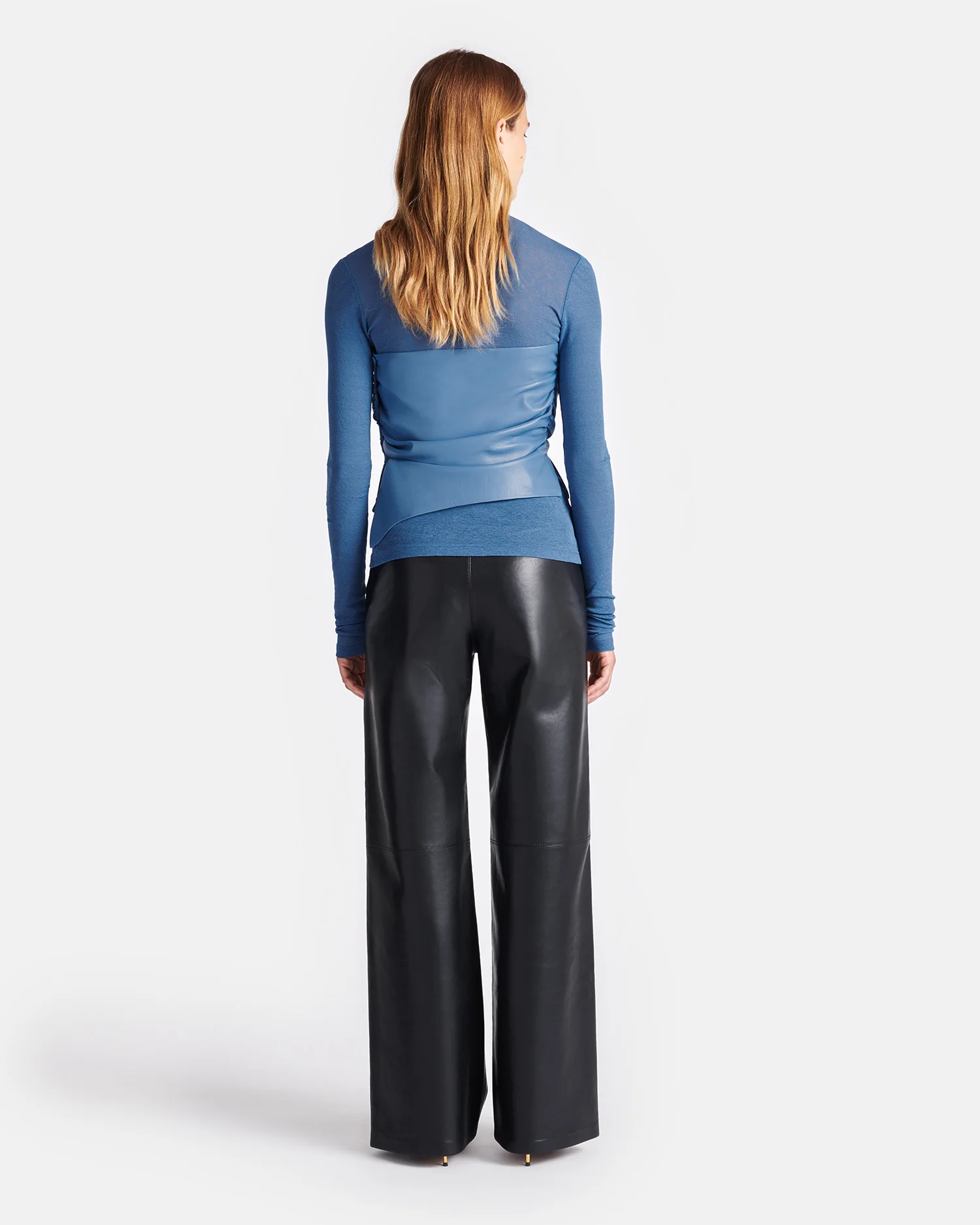 Kynlee - Mixed fabric turtleneck top - Blue - Image 4