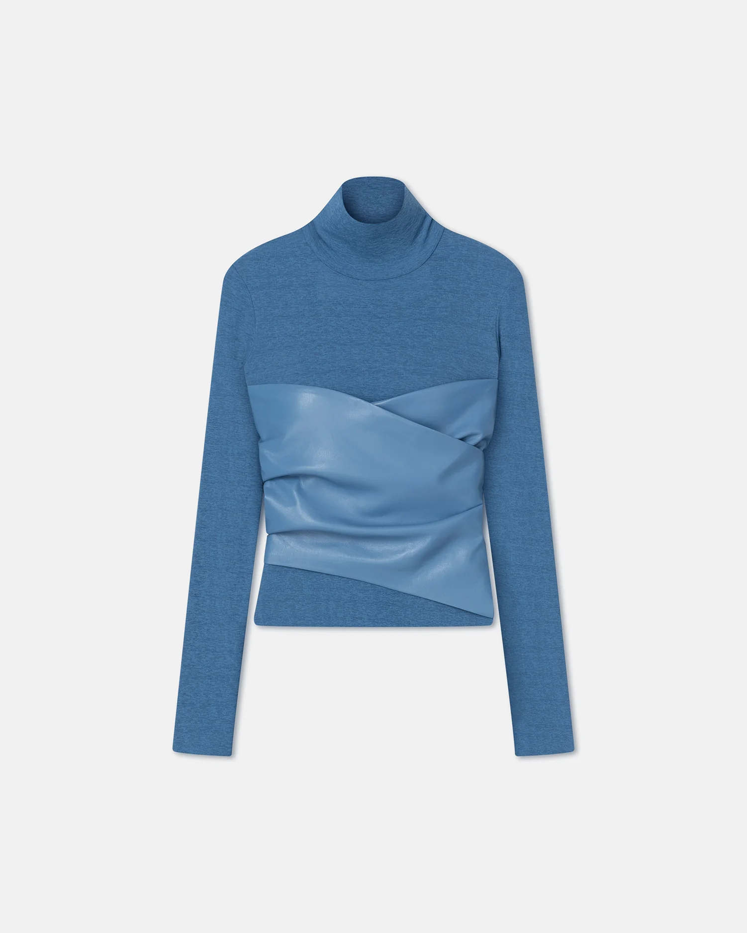 Kynlee - Mixed fabric turtleneck top - Blue - Image 5