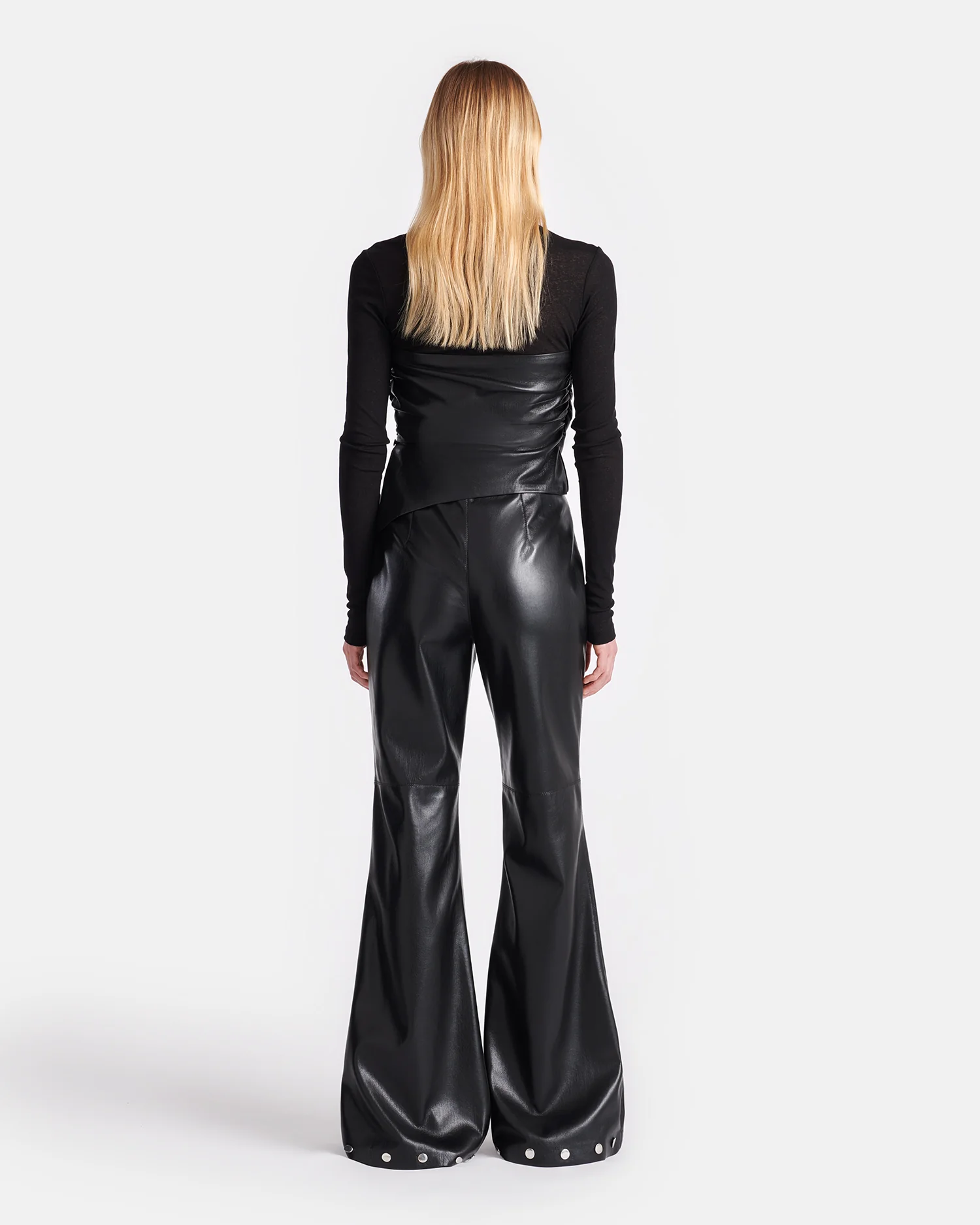 Kynlee - Mixed fabric turtleneck top - Black - Image 4