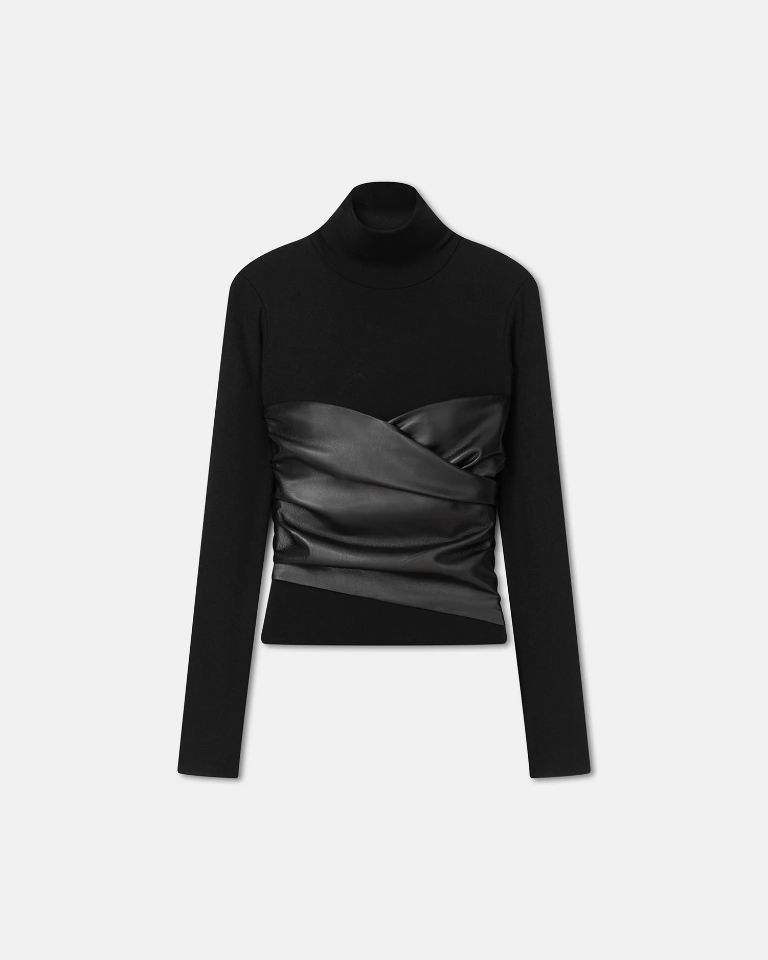 Kynlee - Mixed fabric turtleneck top - Black - Image 5