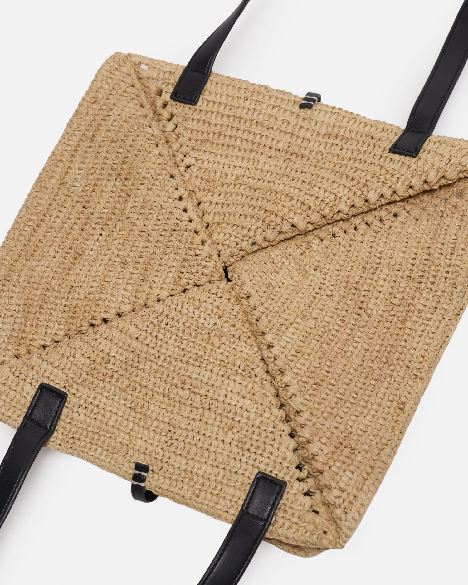 Origami Tote Large - Raffia charm tote - Natural/Black - Image 8