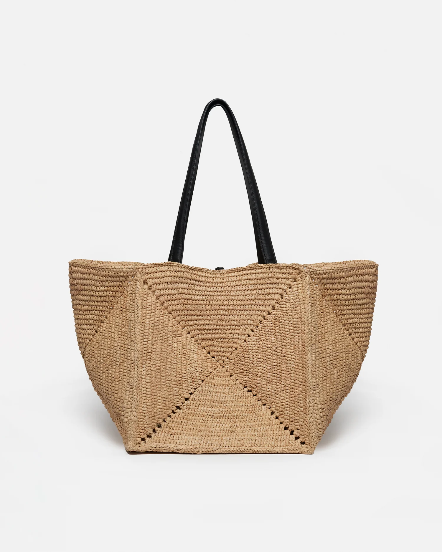 Origami Tote - Raffia charm tote - Natural/Black - Image 3
