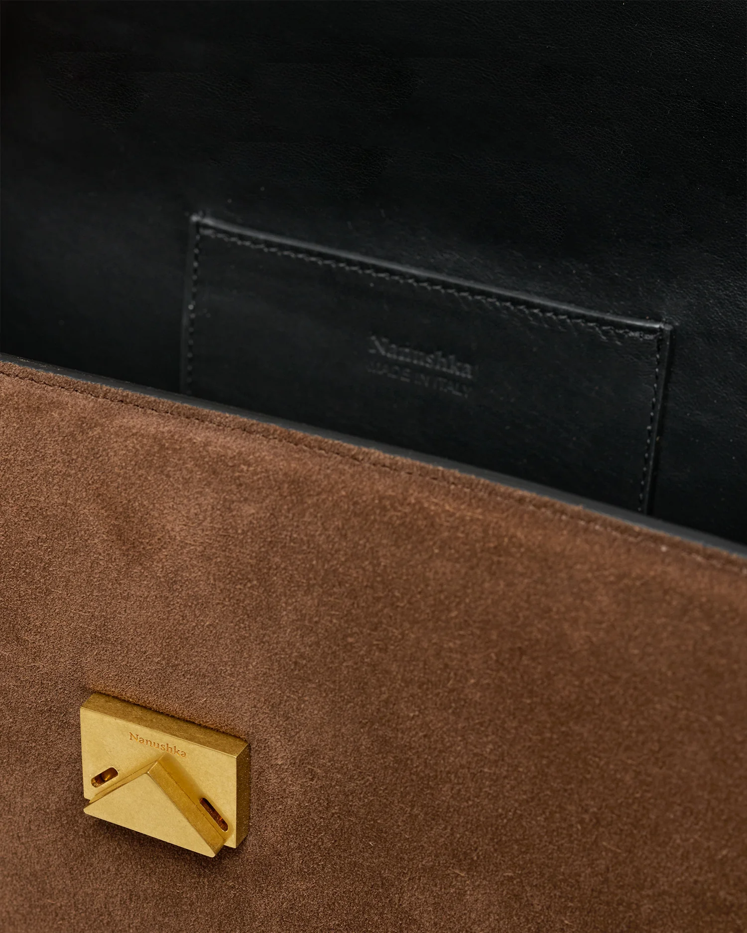 Sandi Lock - Suede bag - Dark Brown - Image 5