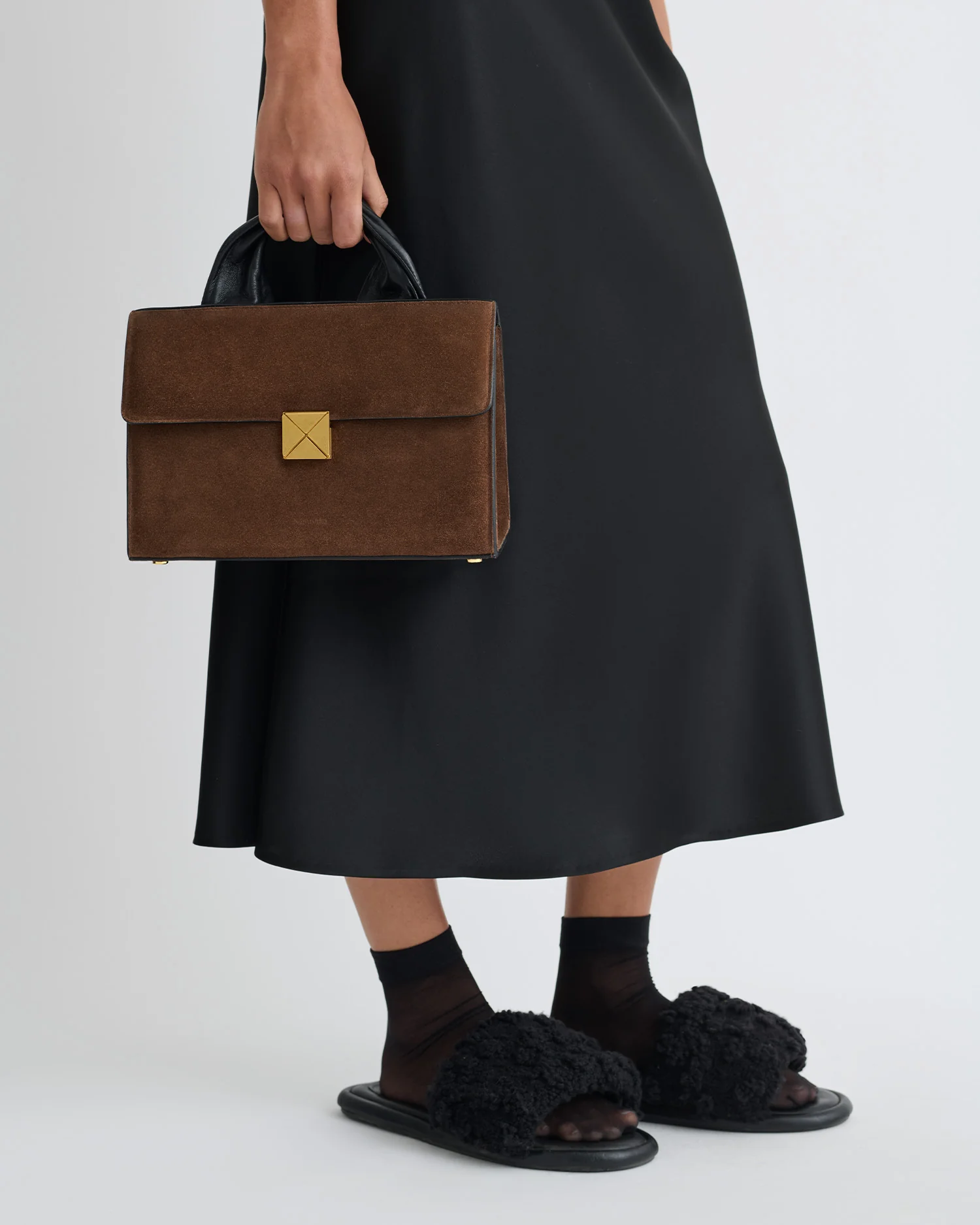 Sandi Lock - Suede bag - Dark Brown - Image 7