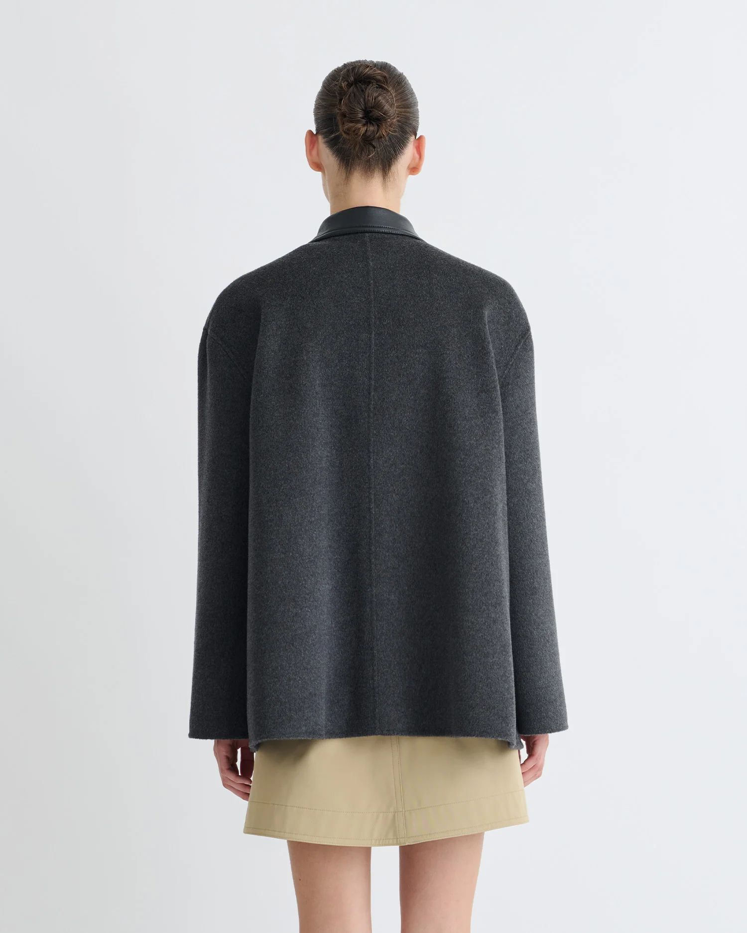 Jada - Regenerated leather jacket - Grey Melange/Black - Image 3